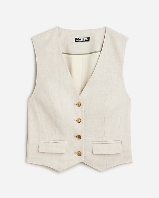 womens Classic vest in stretch linen blend