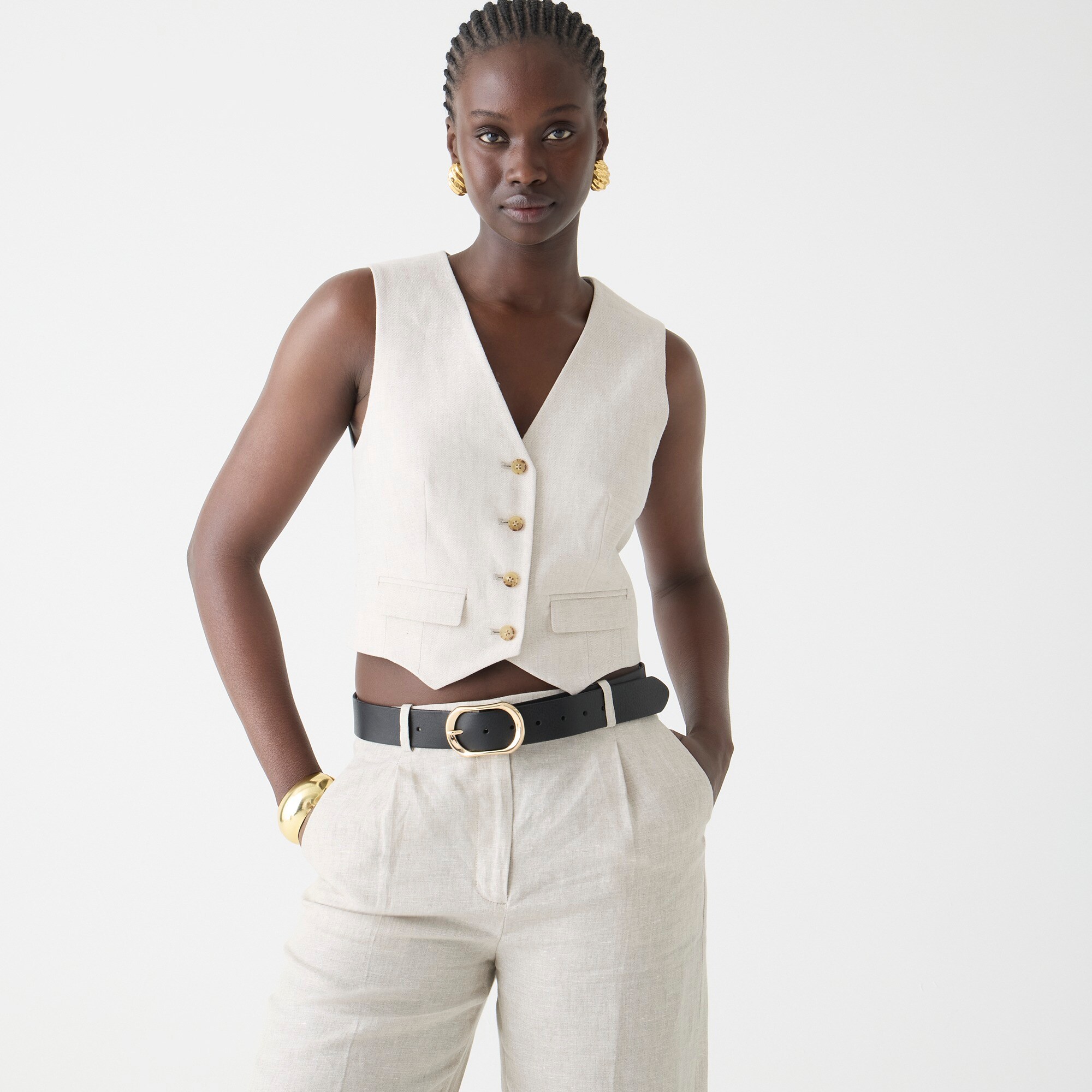 j.crew: classic vest in stretch linen blend for women