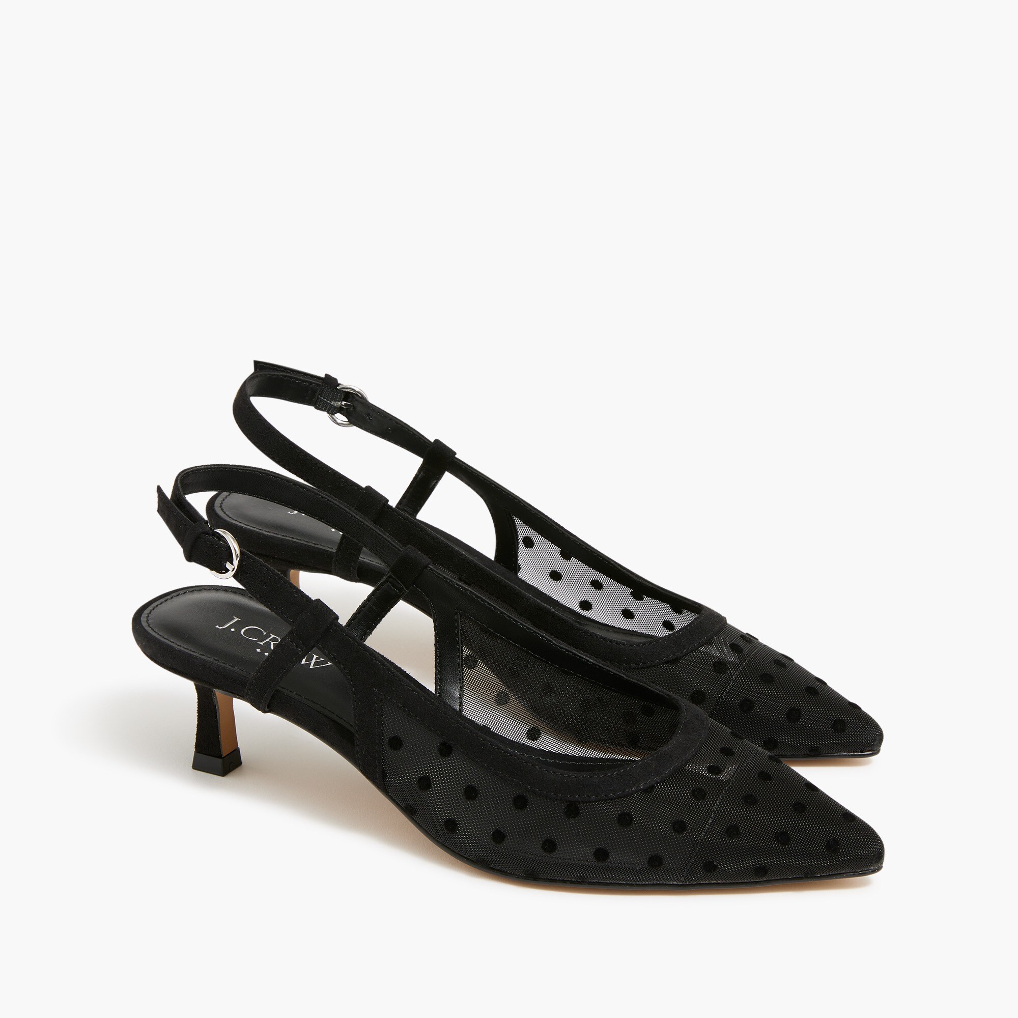 Mesh slingback heels