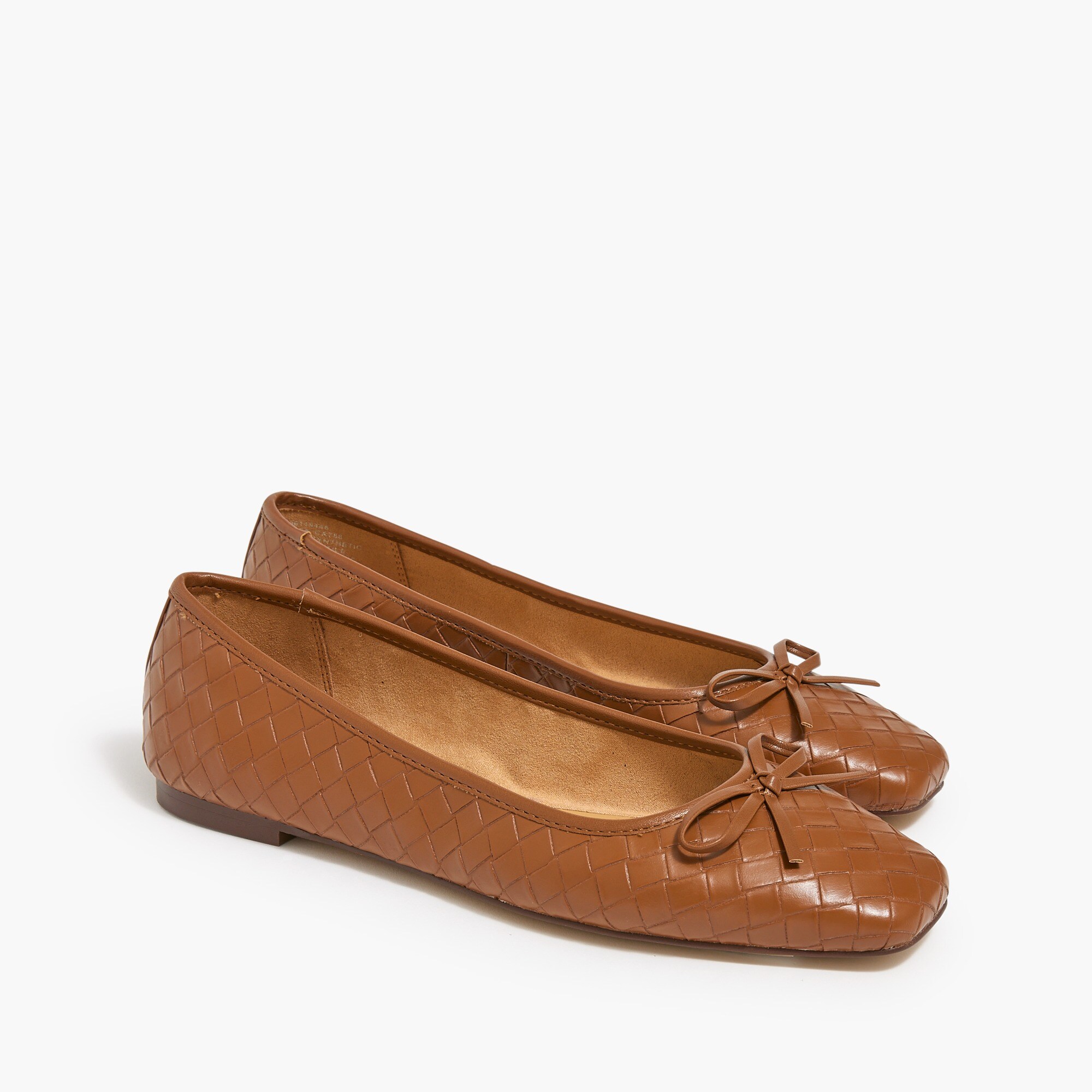 woven square-toe ballet flats for women
