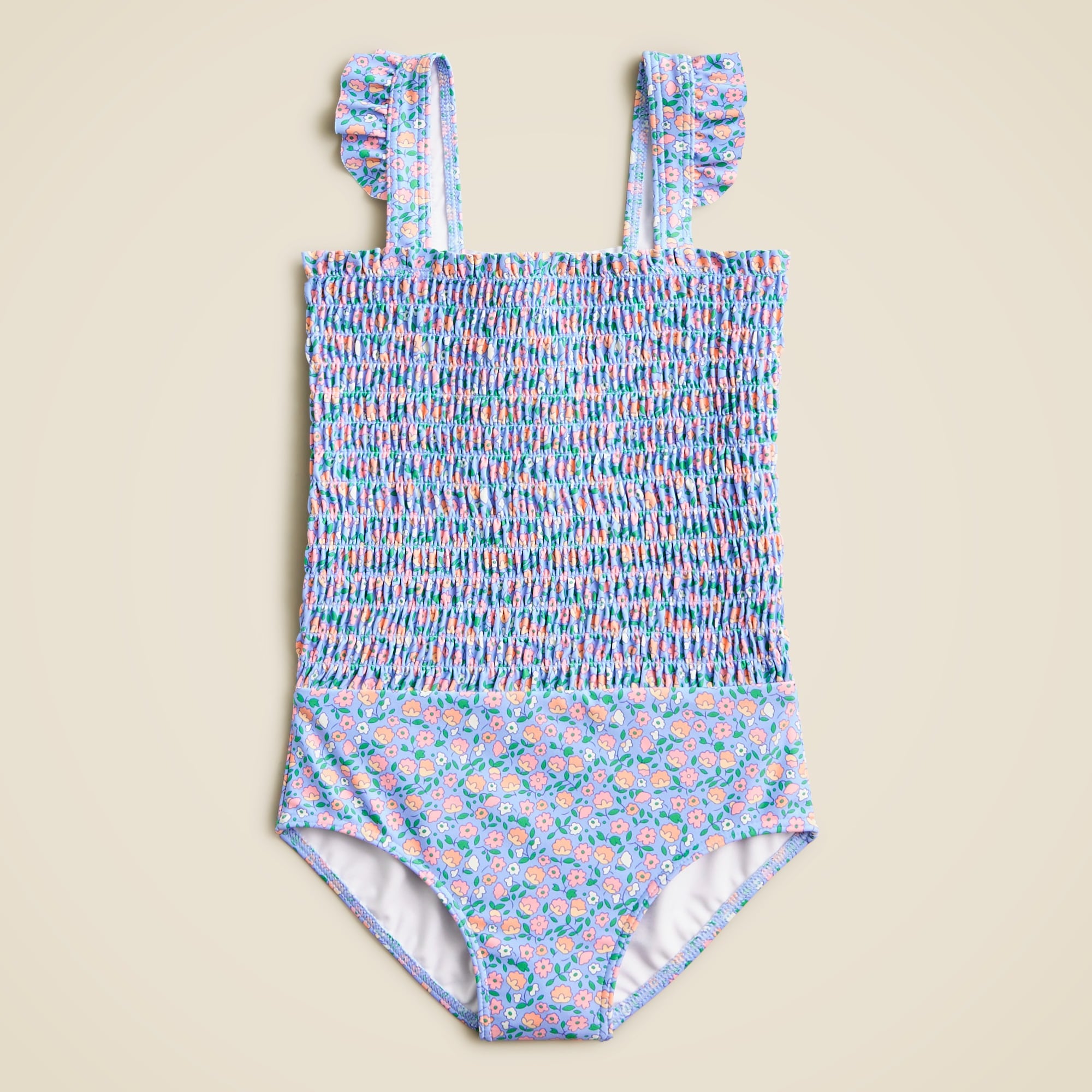 girls minnow&trade; X Crewcuts girls' smocked one-piece swimsuit with UPF 50+