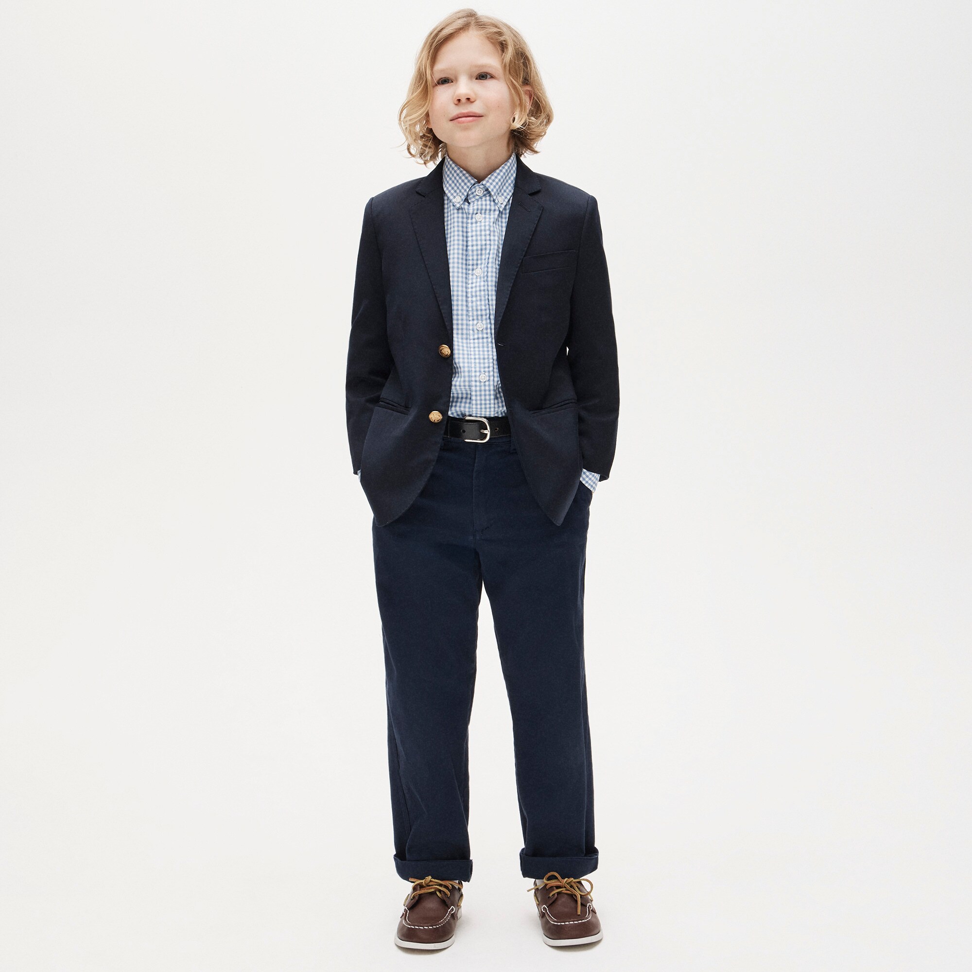 Kids' stretch poplin button-down in gingham