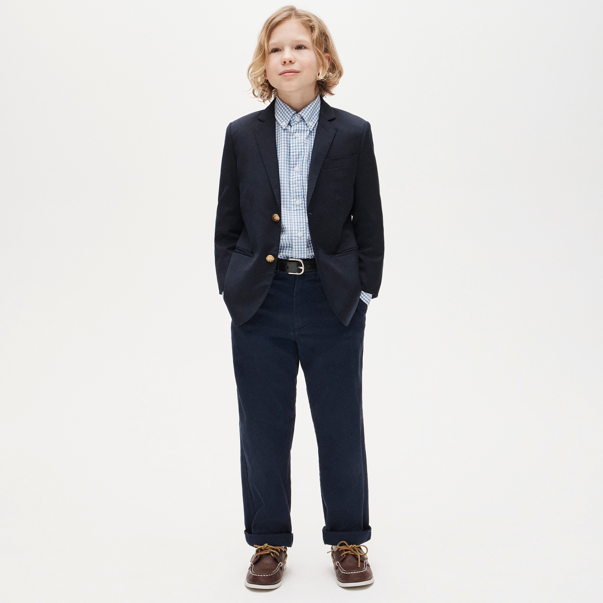 Kids' stretch poplin button-down in gingham