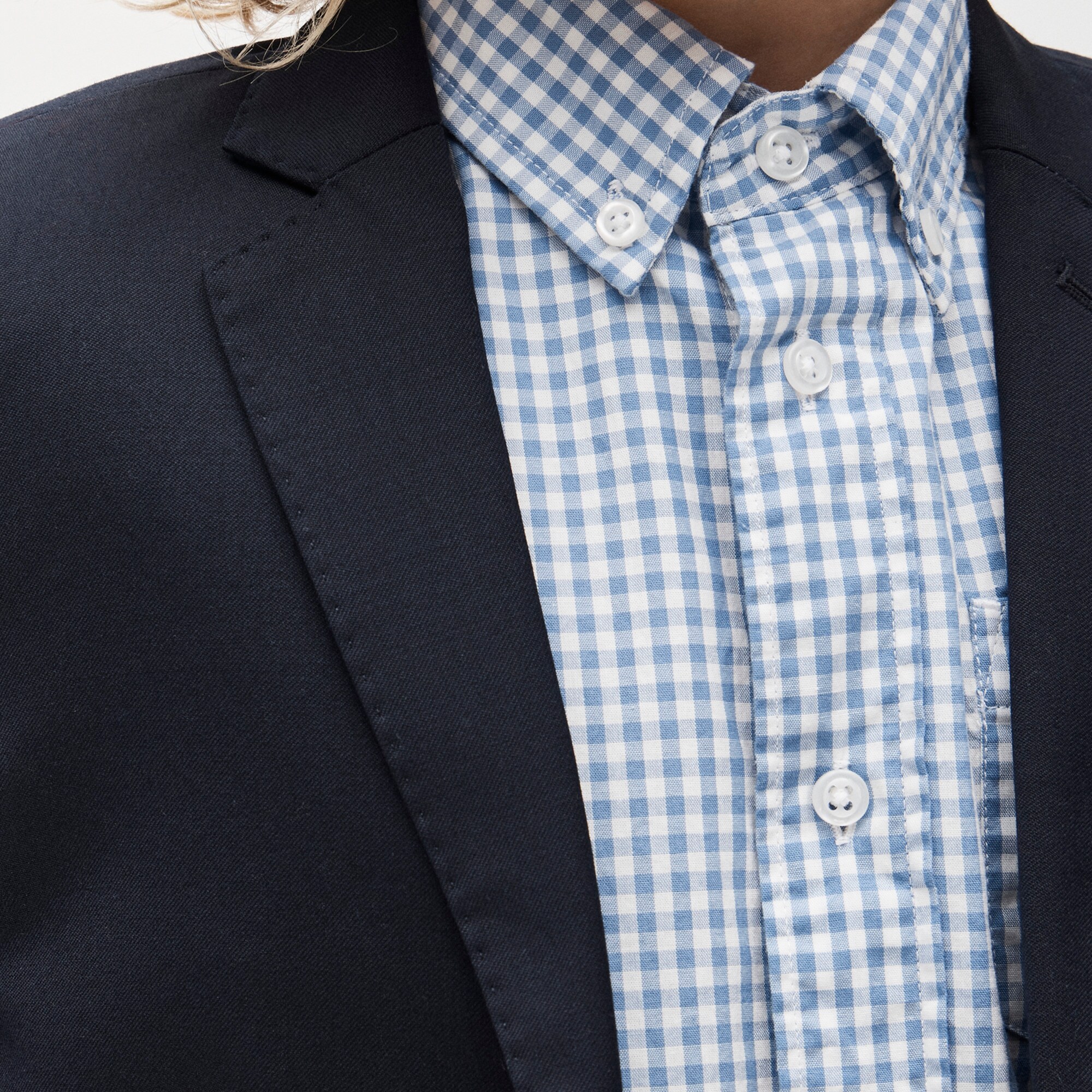 Kids' stretch poplin button-down in gingham