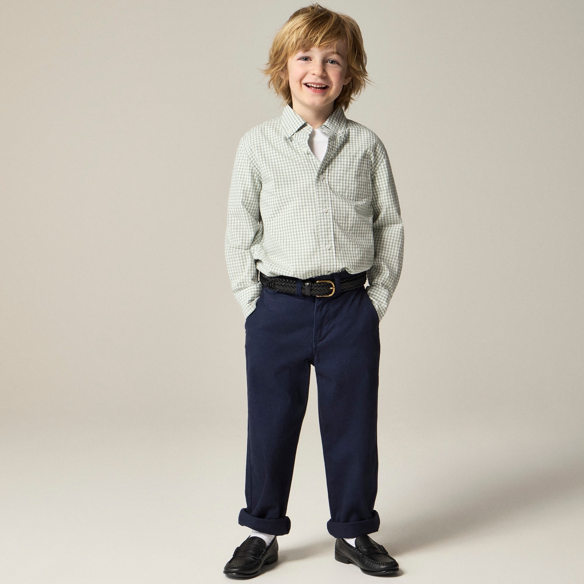 boys Kids' stretch poplin button-down in gingham