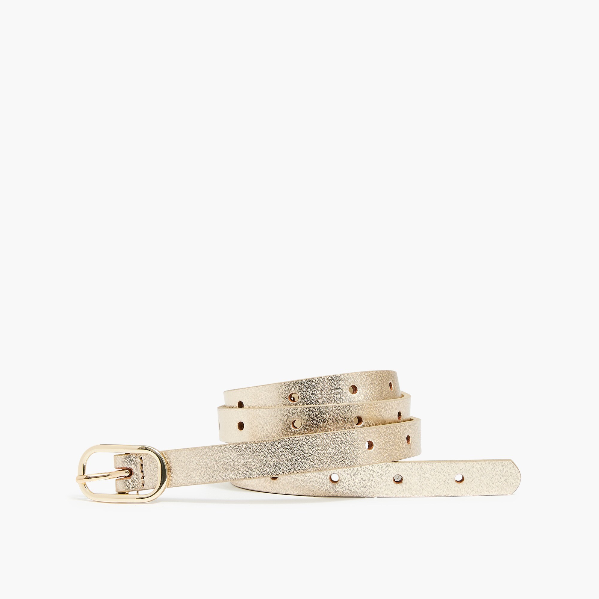 Skinny metallic leather belt