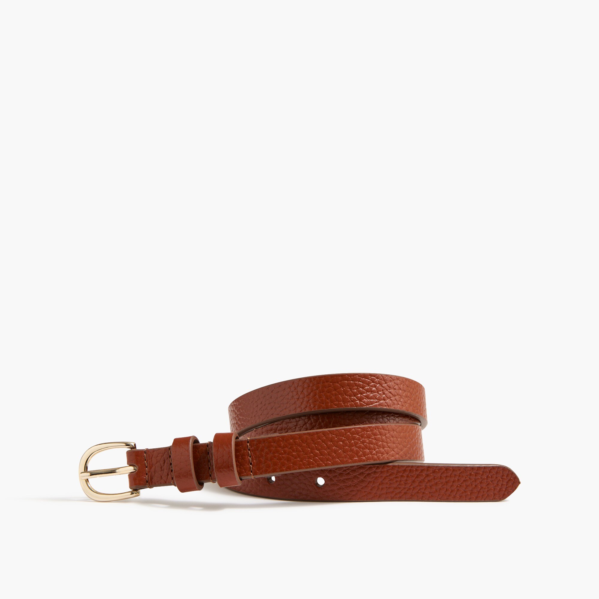Skinny pebbled leather belt