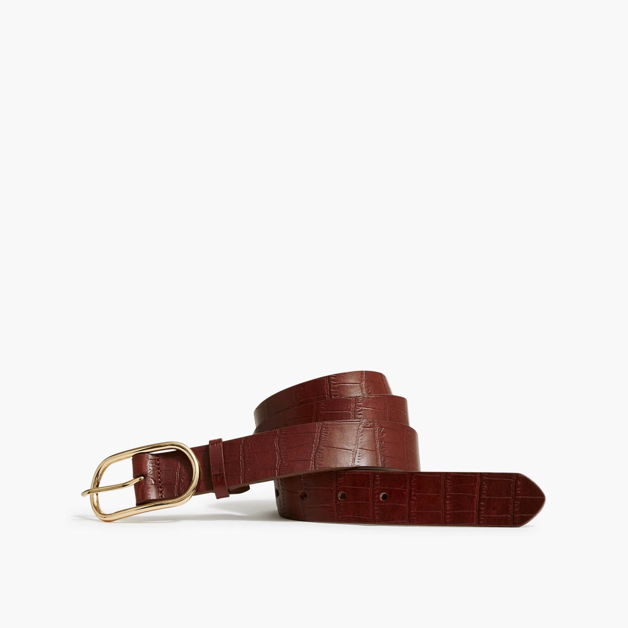 Croc-embossed leather belt