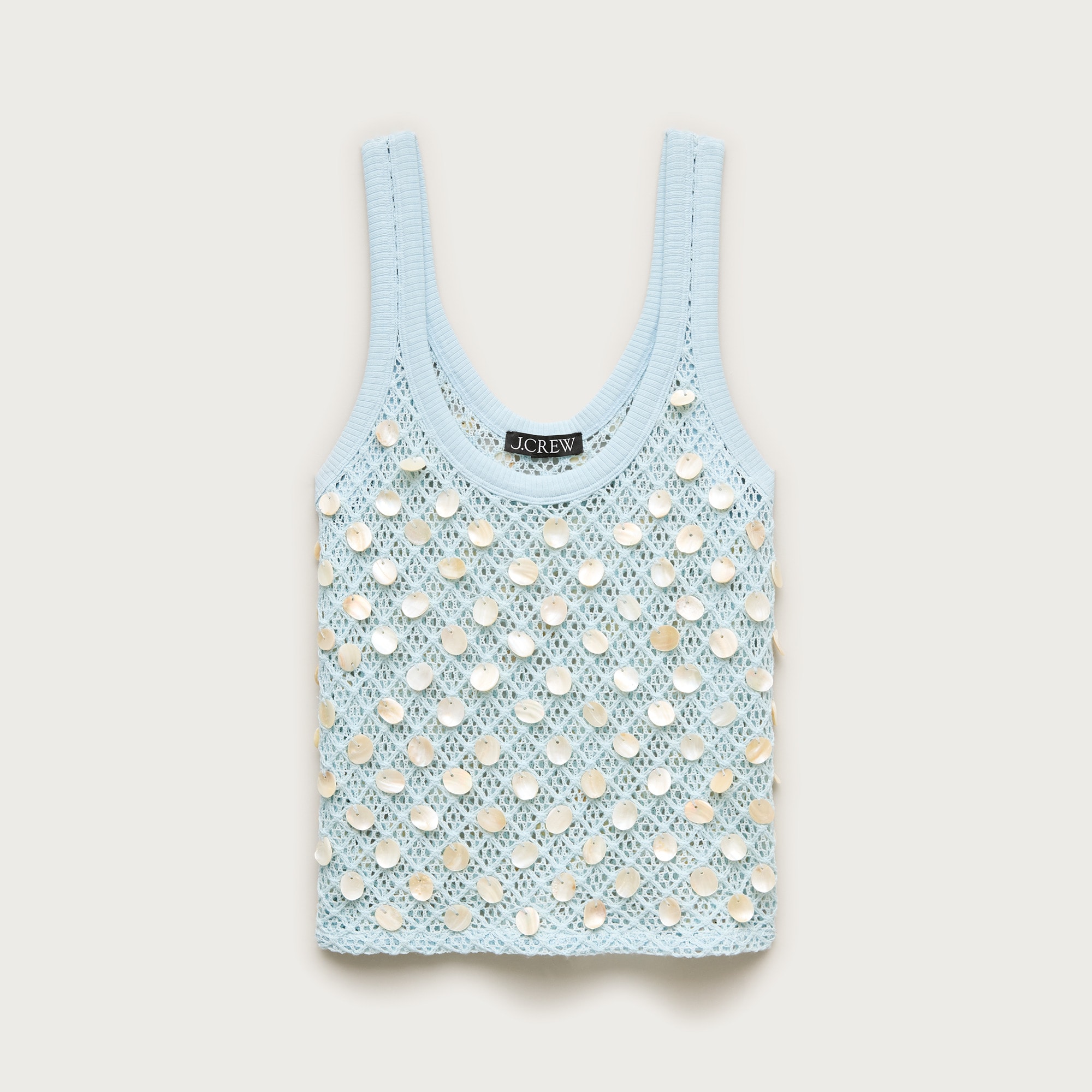 Crochet shell-embroidered tank top