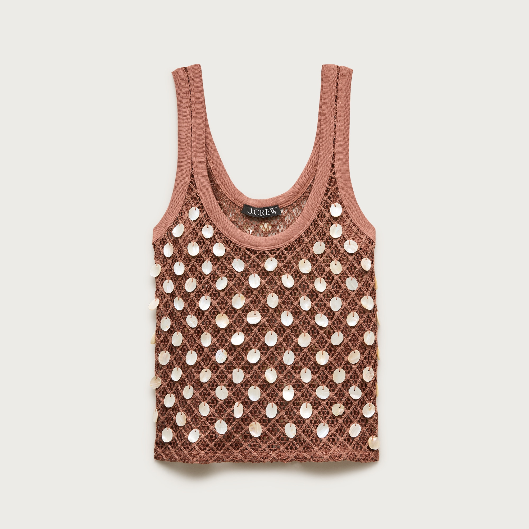 Crochet shell-embroidered tank top