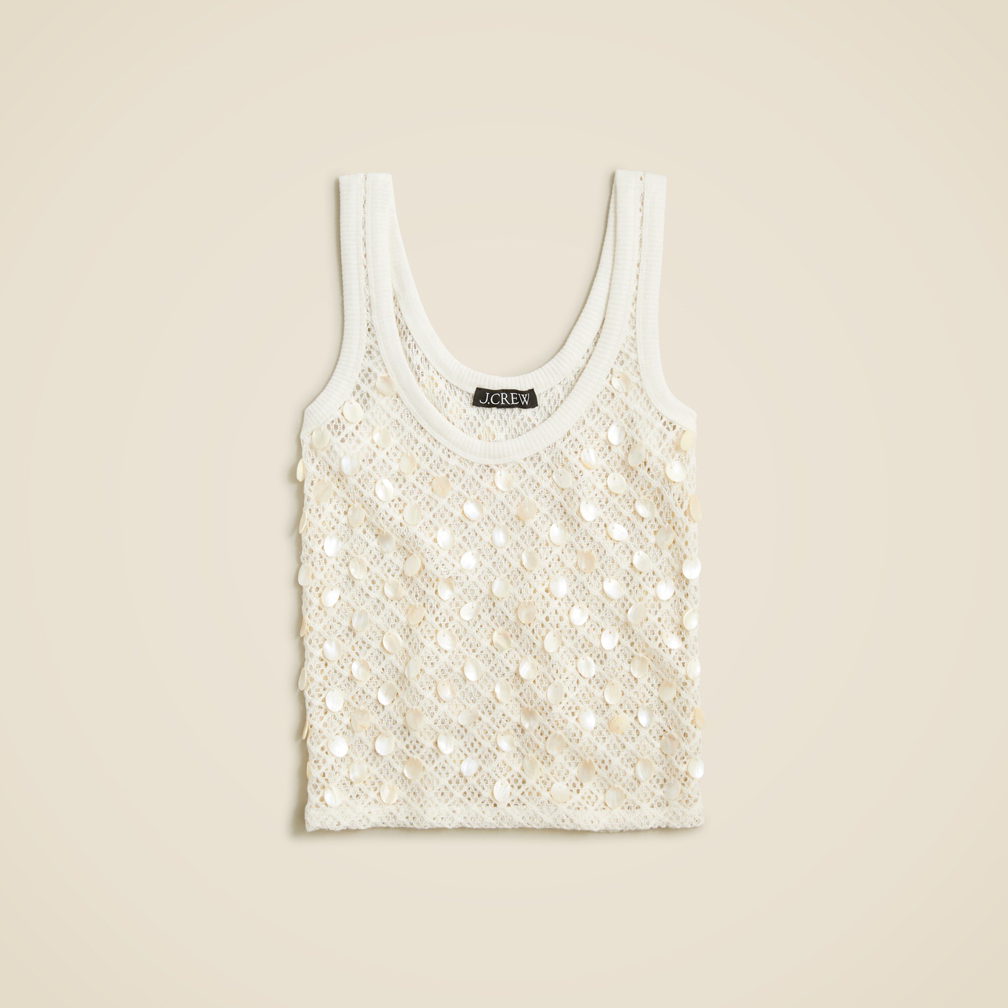  Crochet shell-embroidered tank top