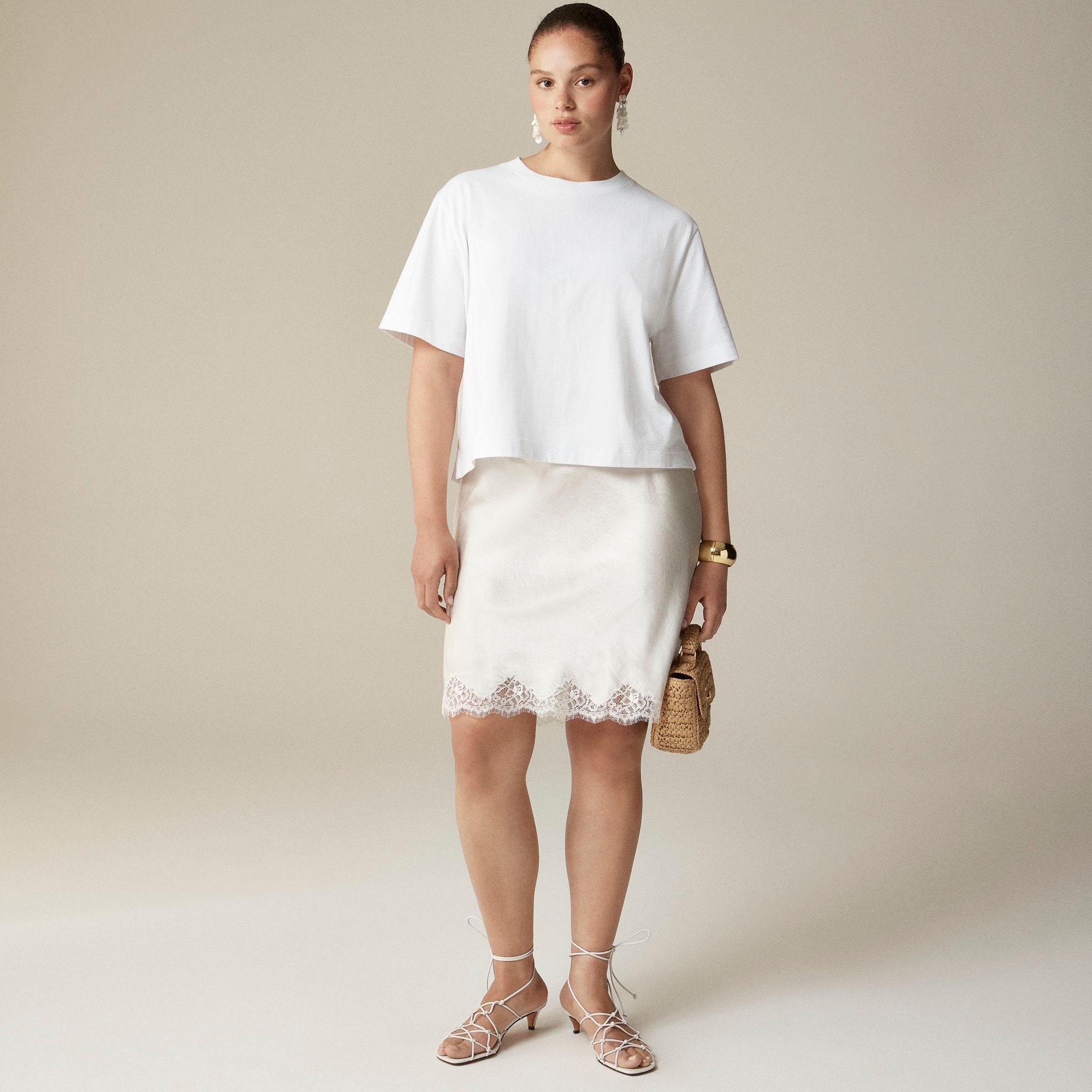 j.crew: relaxed premium-weight cropped t-shirt for women