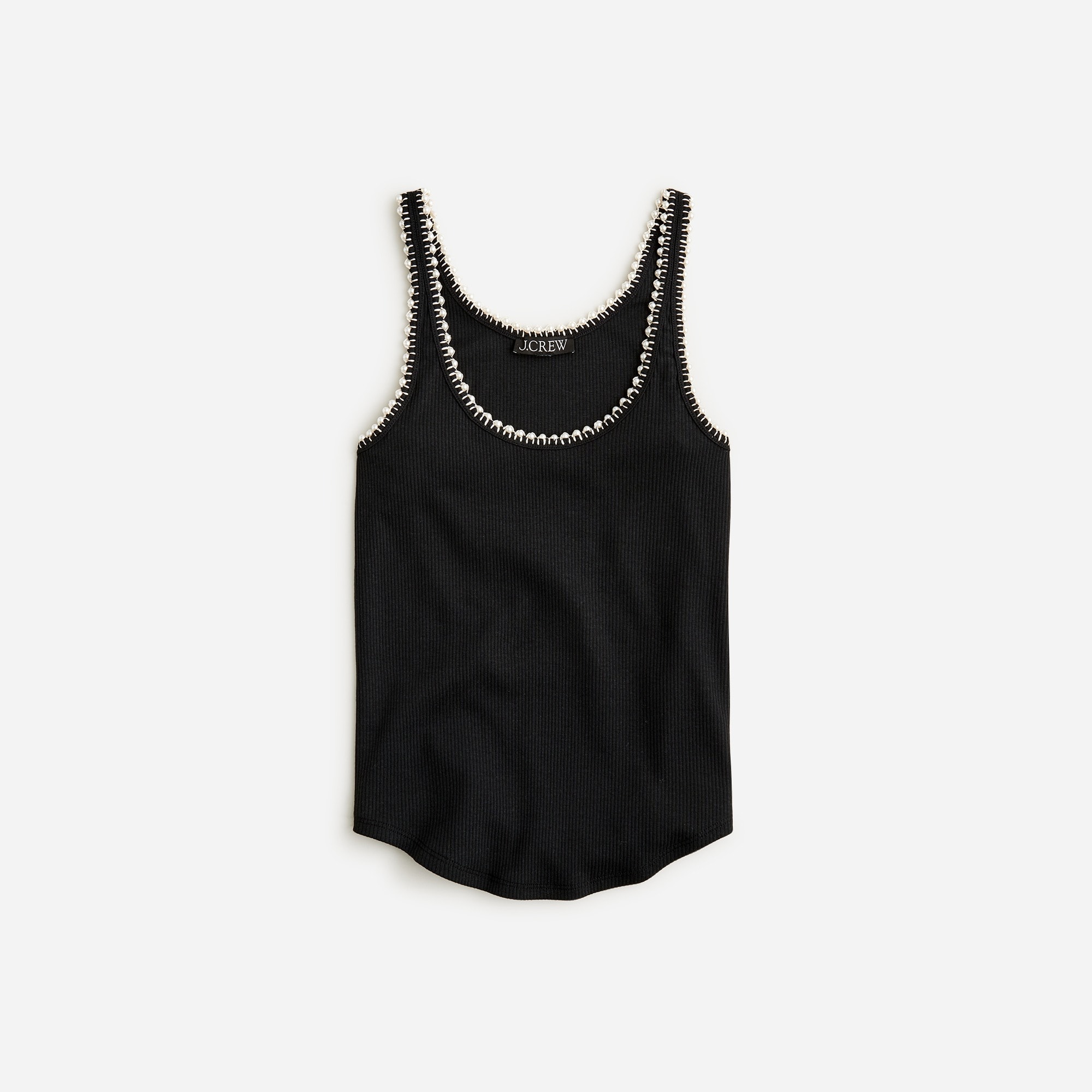 J.Crew: Vintage Rib Pearl-trim Tank Top For Women