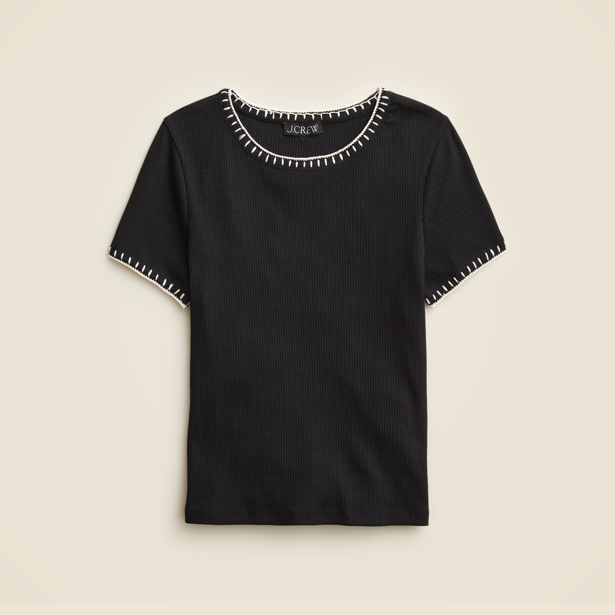 Vintage rib shrunken T-shirt with contrast stitch