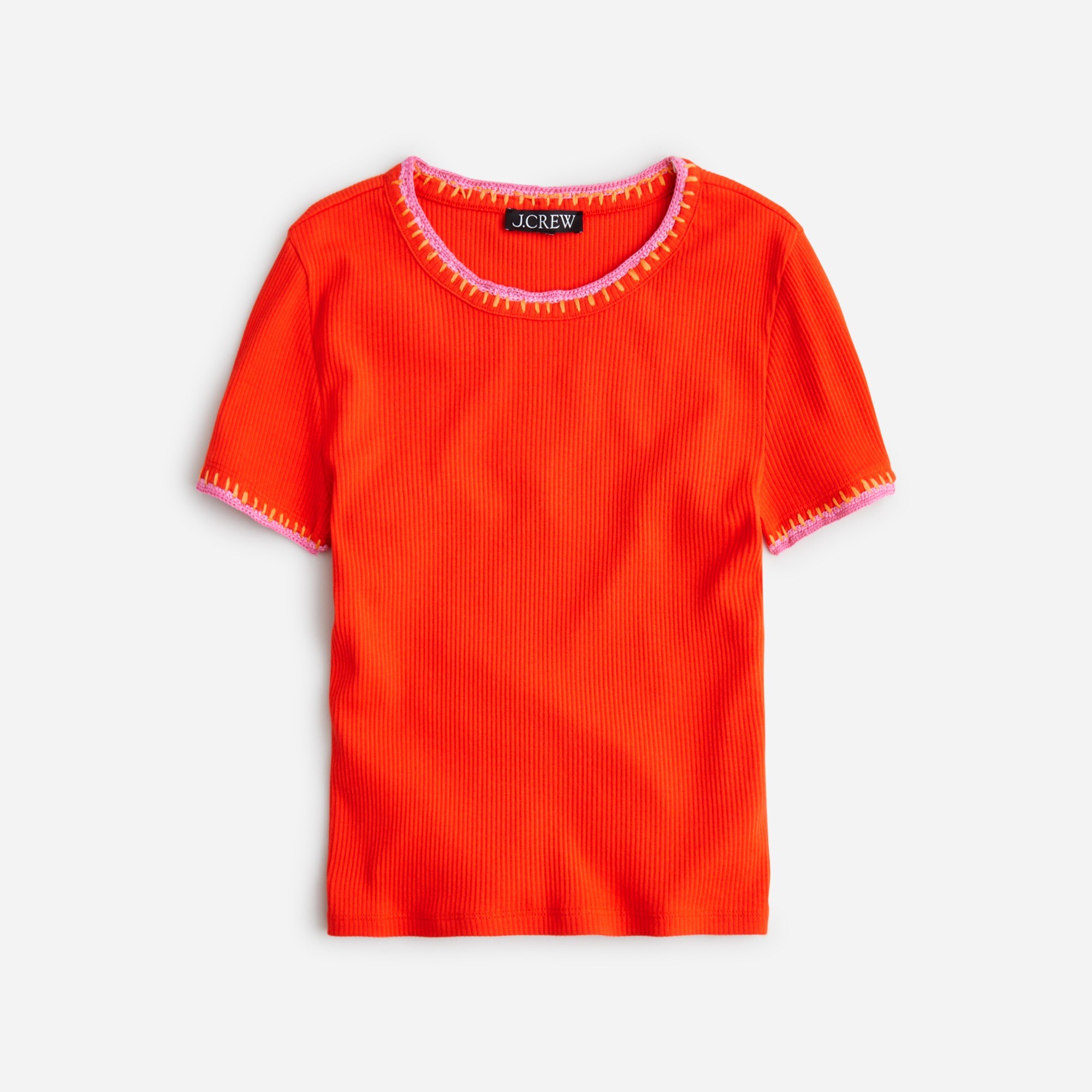 Vintage rib shrunken T-shirt with contrast stitch