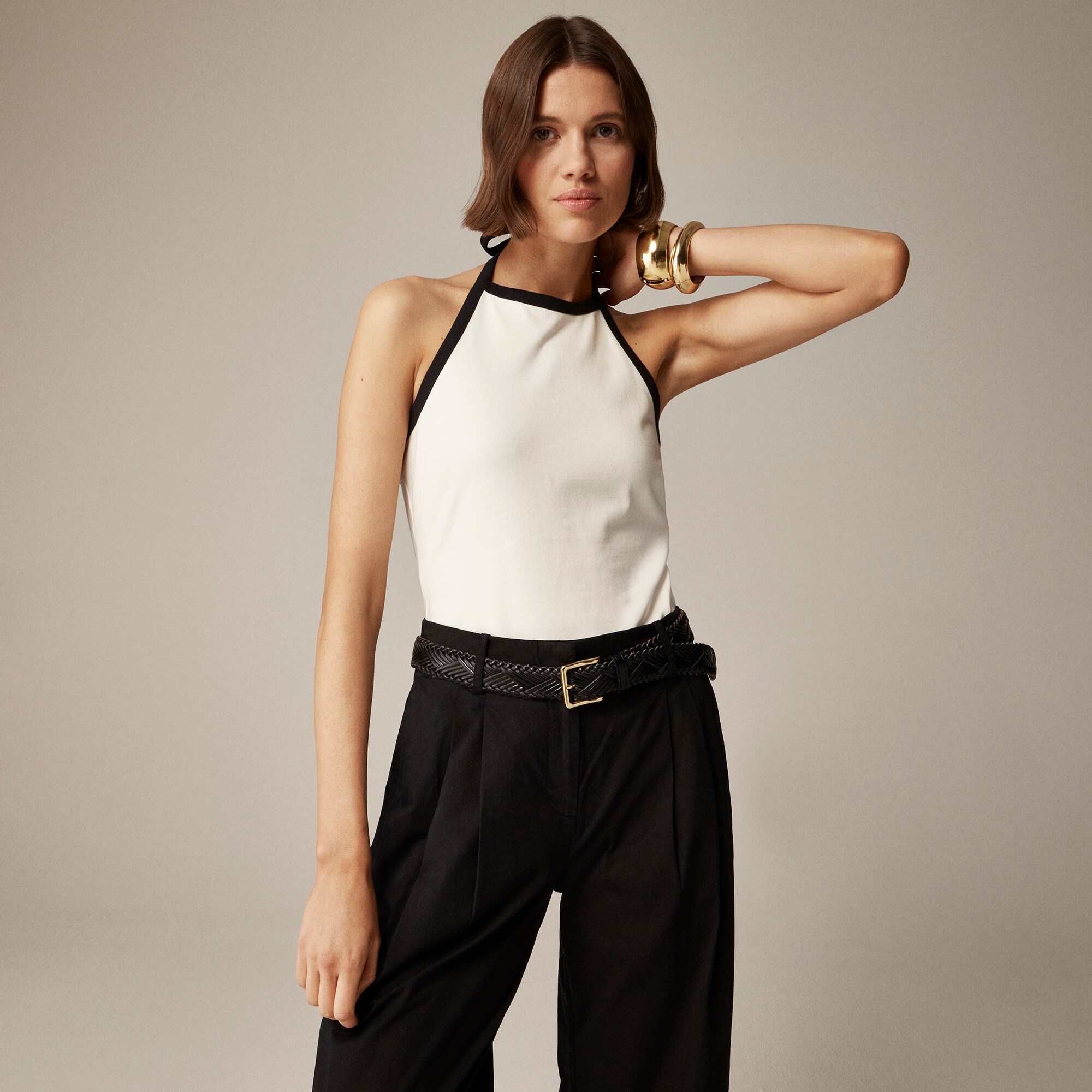Mariner cloth halter top with contrast trim