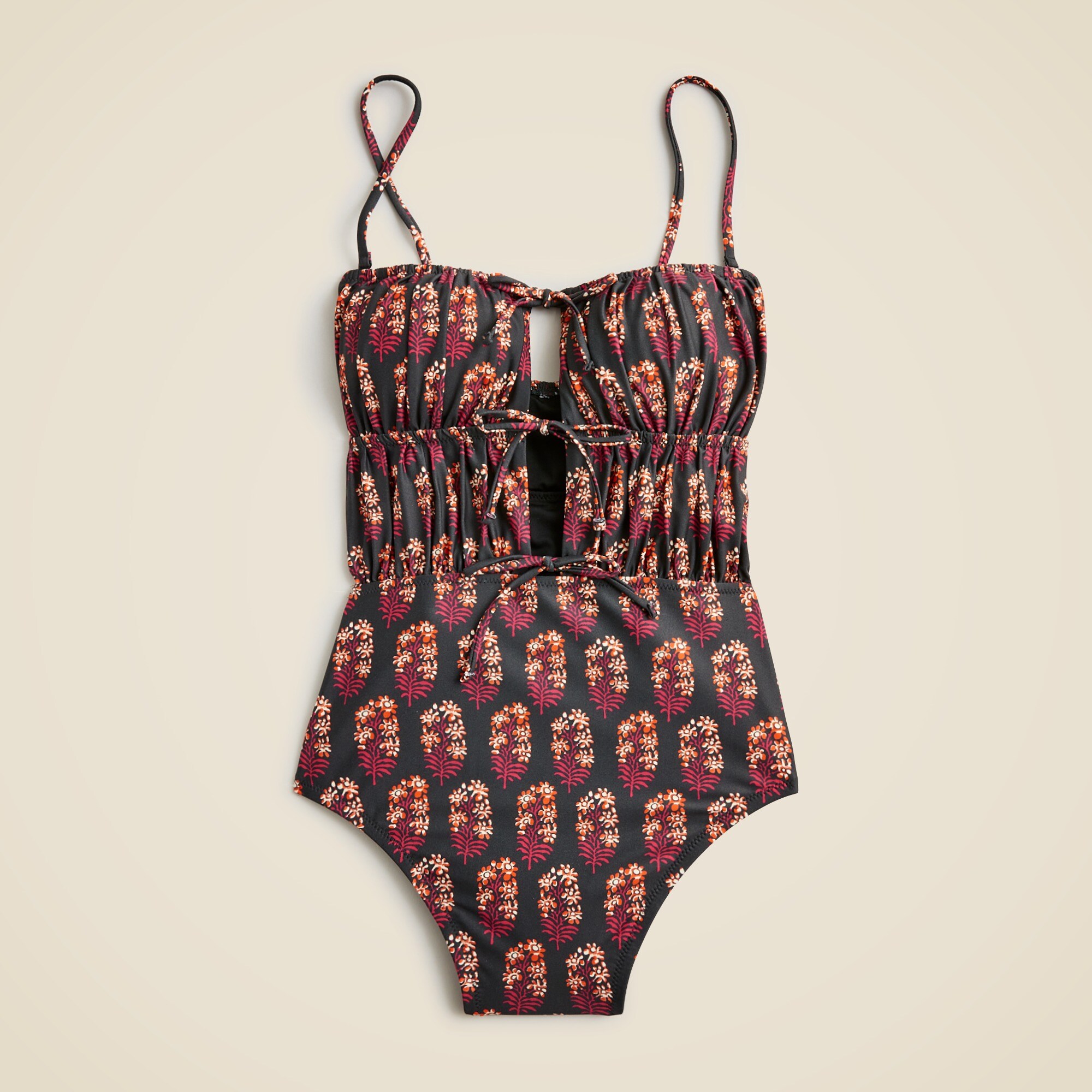 Ruched Cutout One-piece Swimsuit In Cocoa Block Print For Women