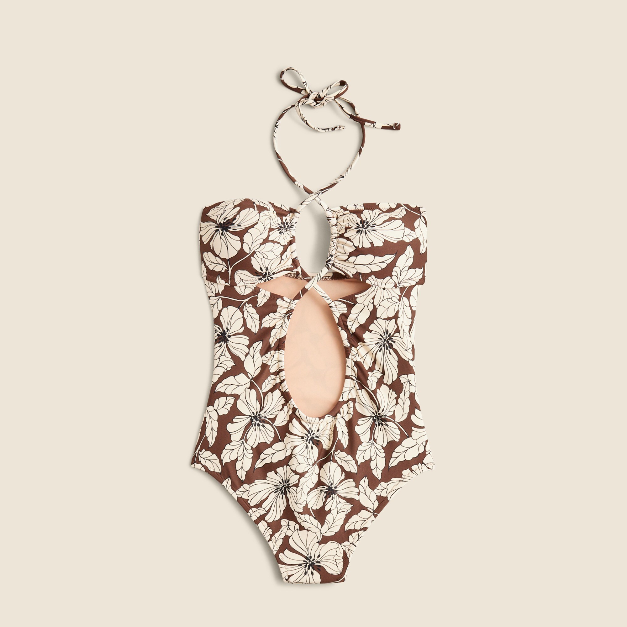 Cutout one-piece swimsuit in floral