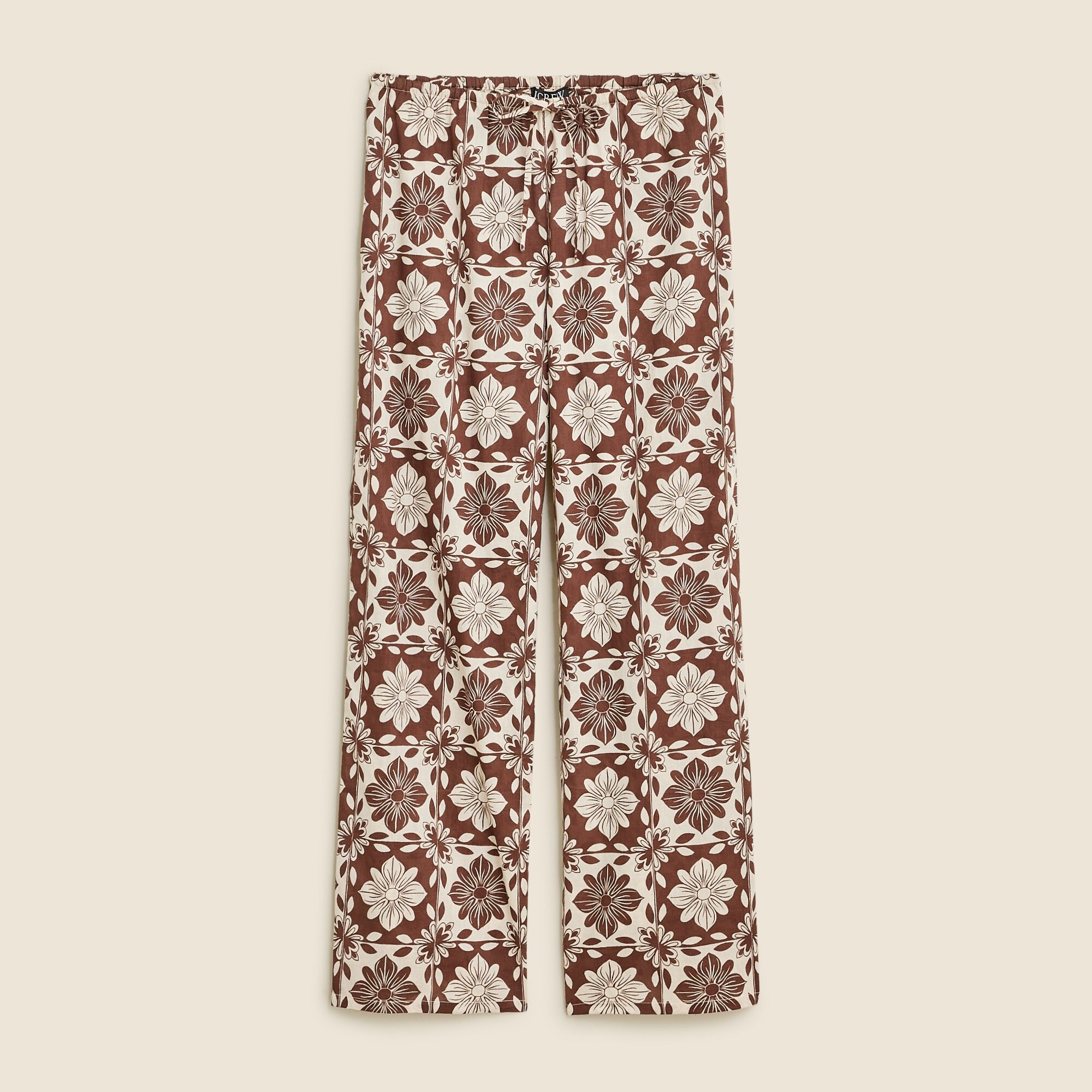 Relaxed beach pant in floral cotton voile