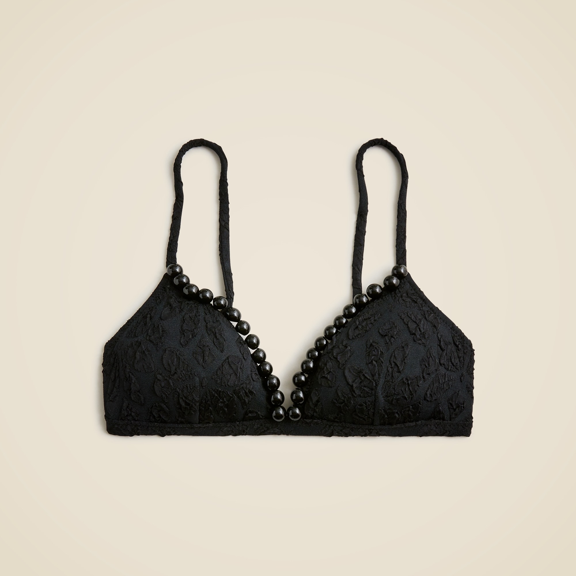 New French Cloque Bikini Top With Beaded Trim For Women | J.Crew