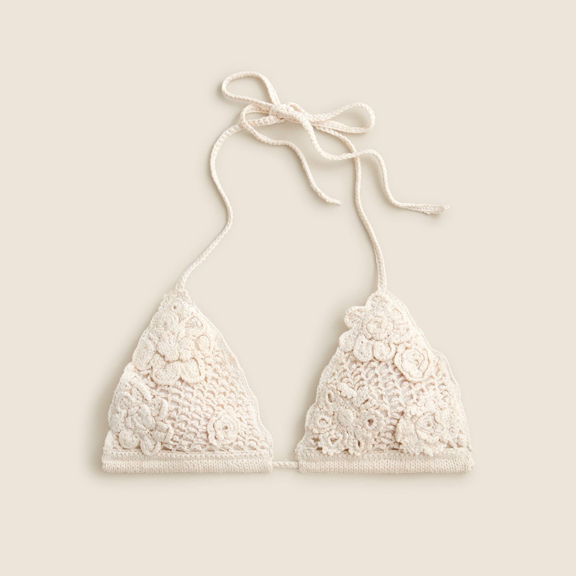 Crochet bralette with floral appliqué