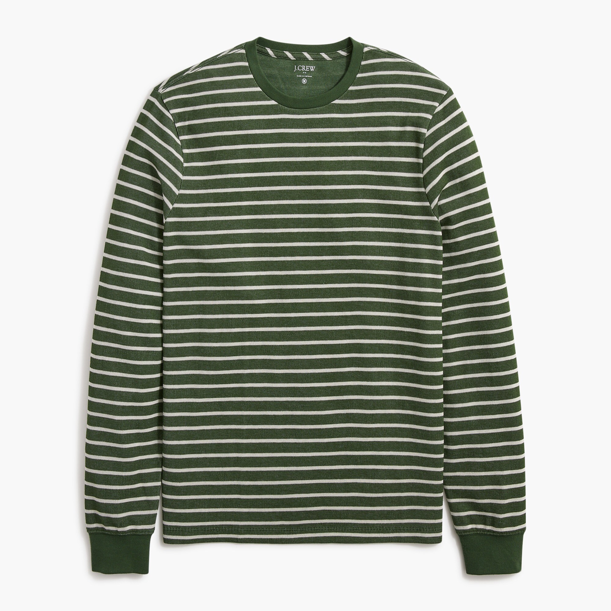 long-sleeve soft textured striped tee for men