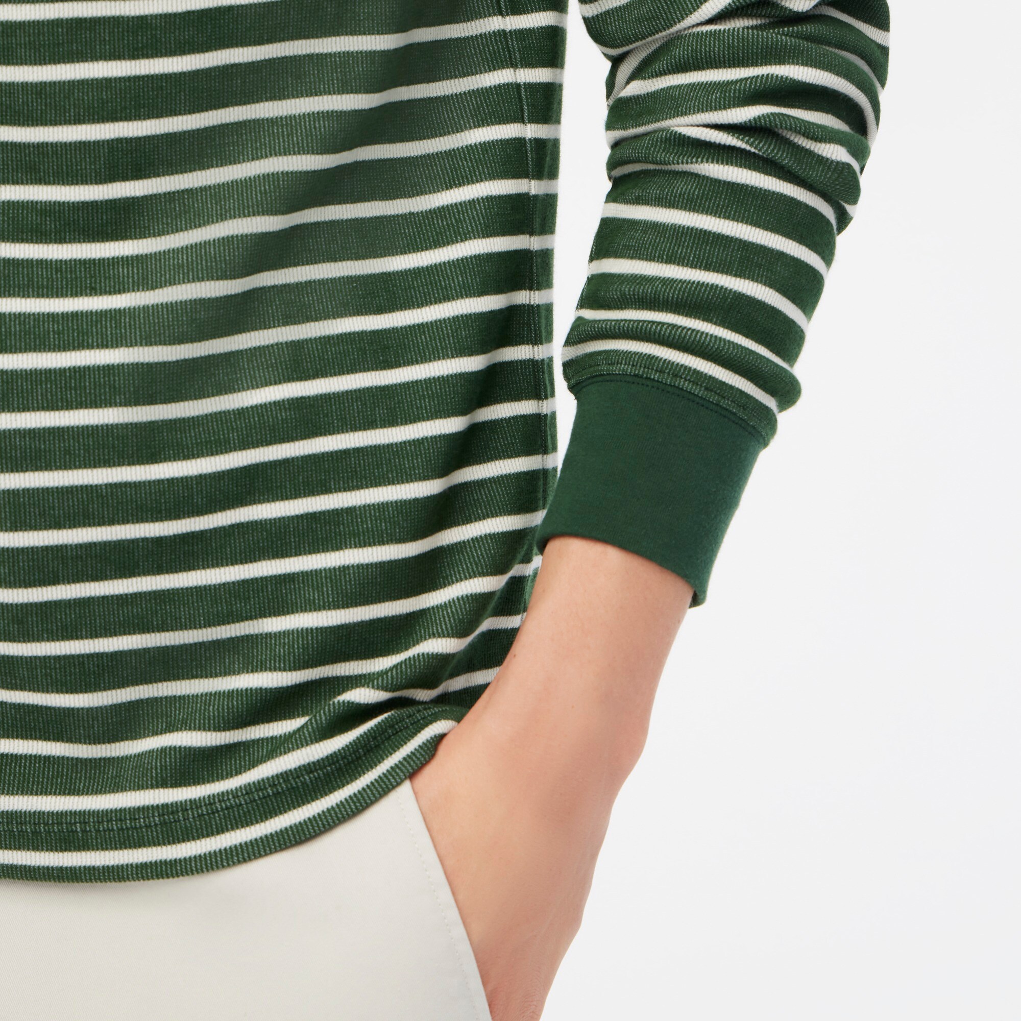 Long-sleeve soft textured striped tee