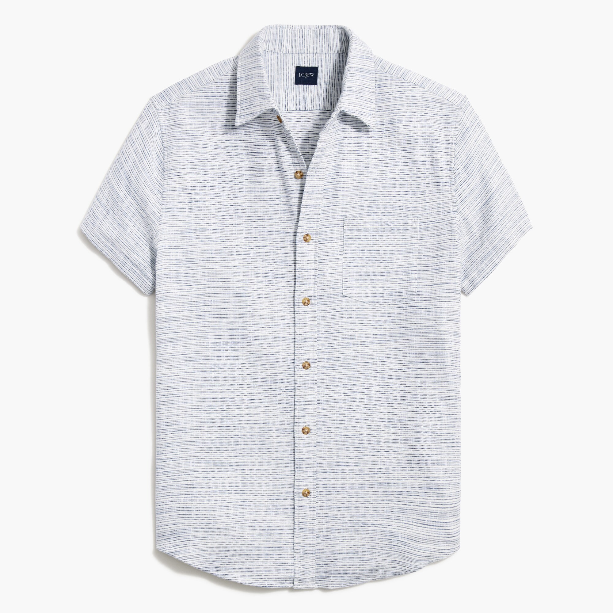 short-sleeve slub dobby striped shirt for men