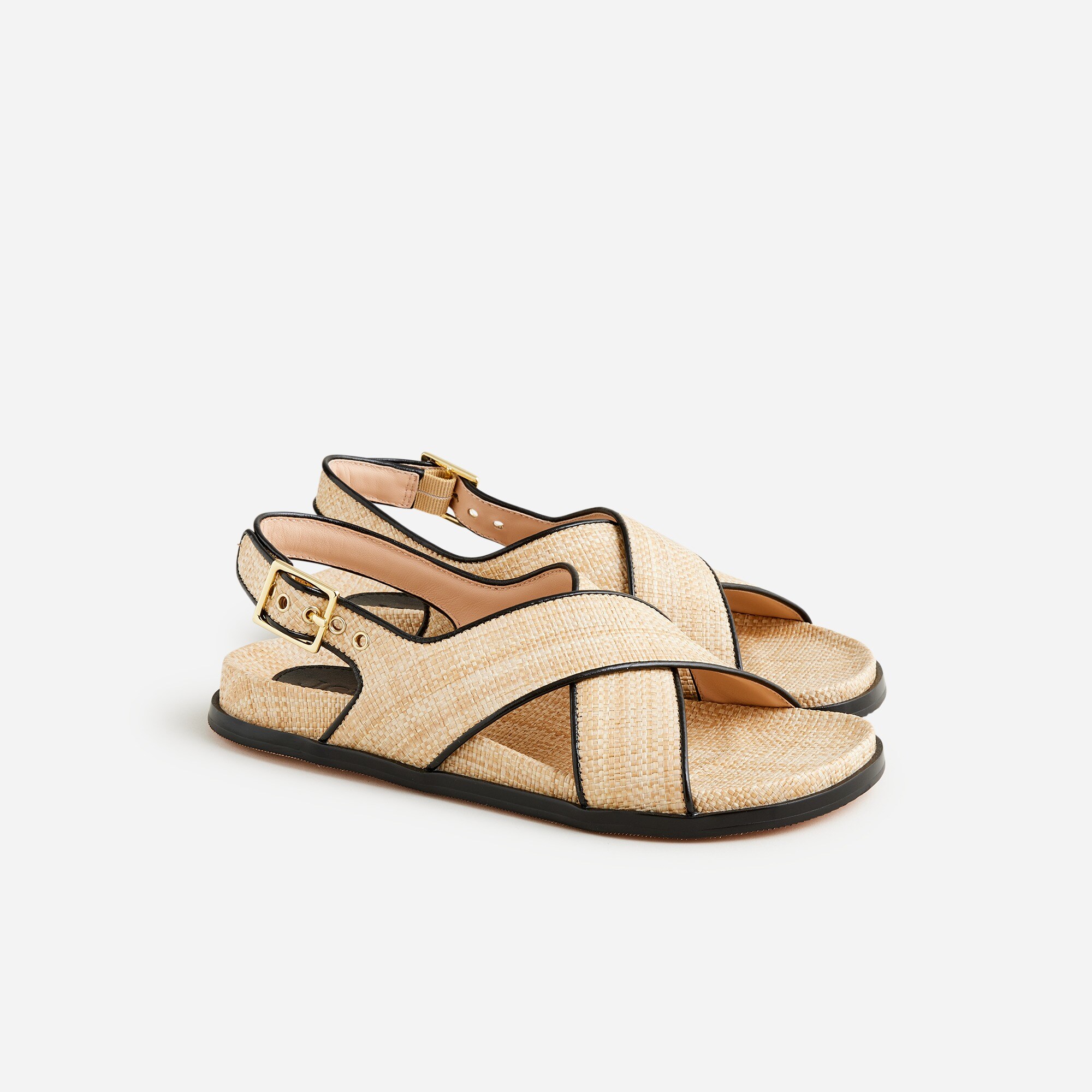 趣味・スポーツ・実用 LES FANTAISIES QUILTEES ET BRODEES Colbie Crisscross Slingback Sandals In Raffia For Women | J.Crew