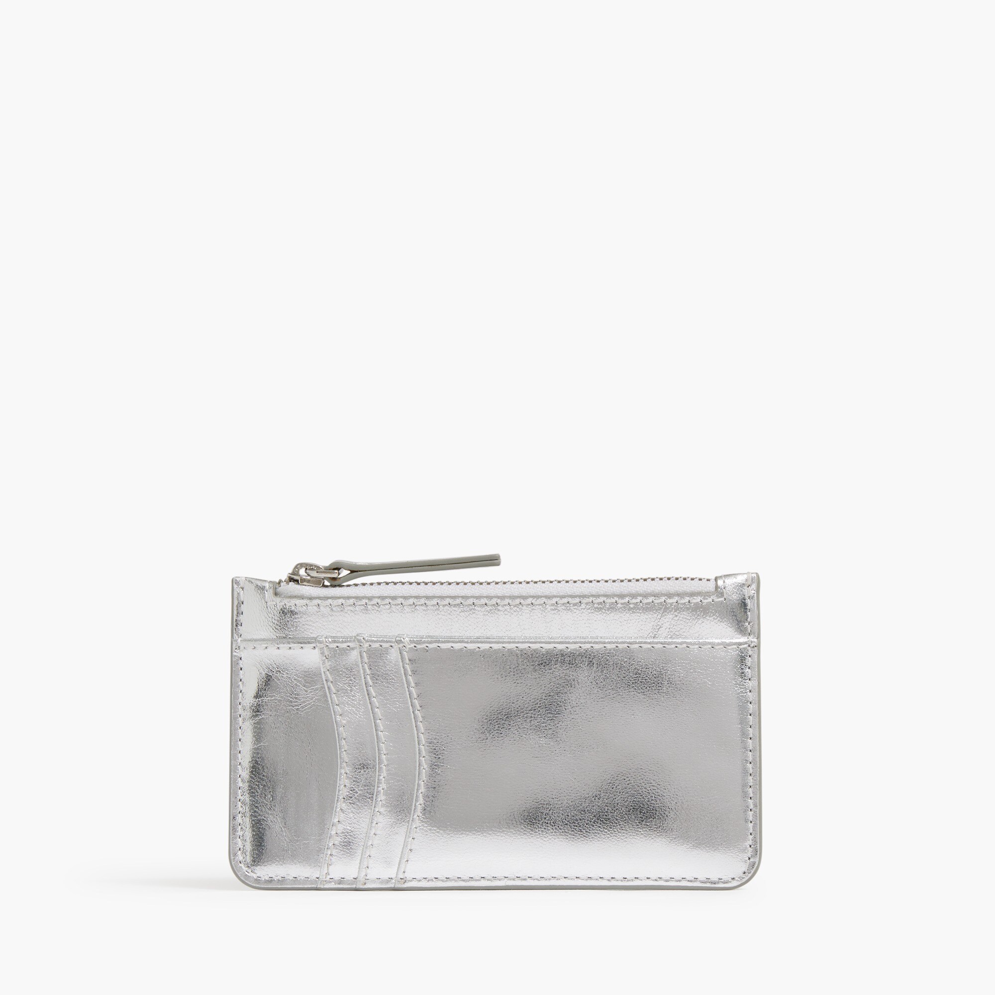 Metallic leather card wallet