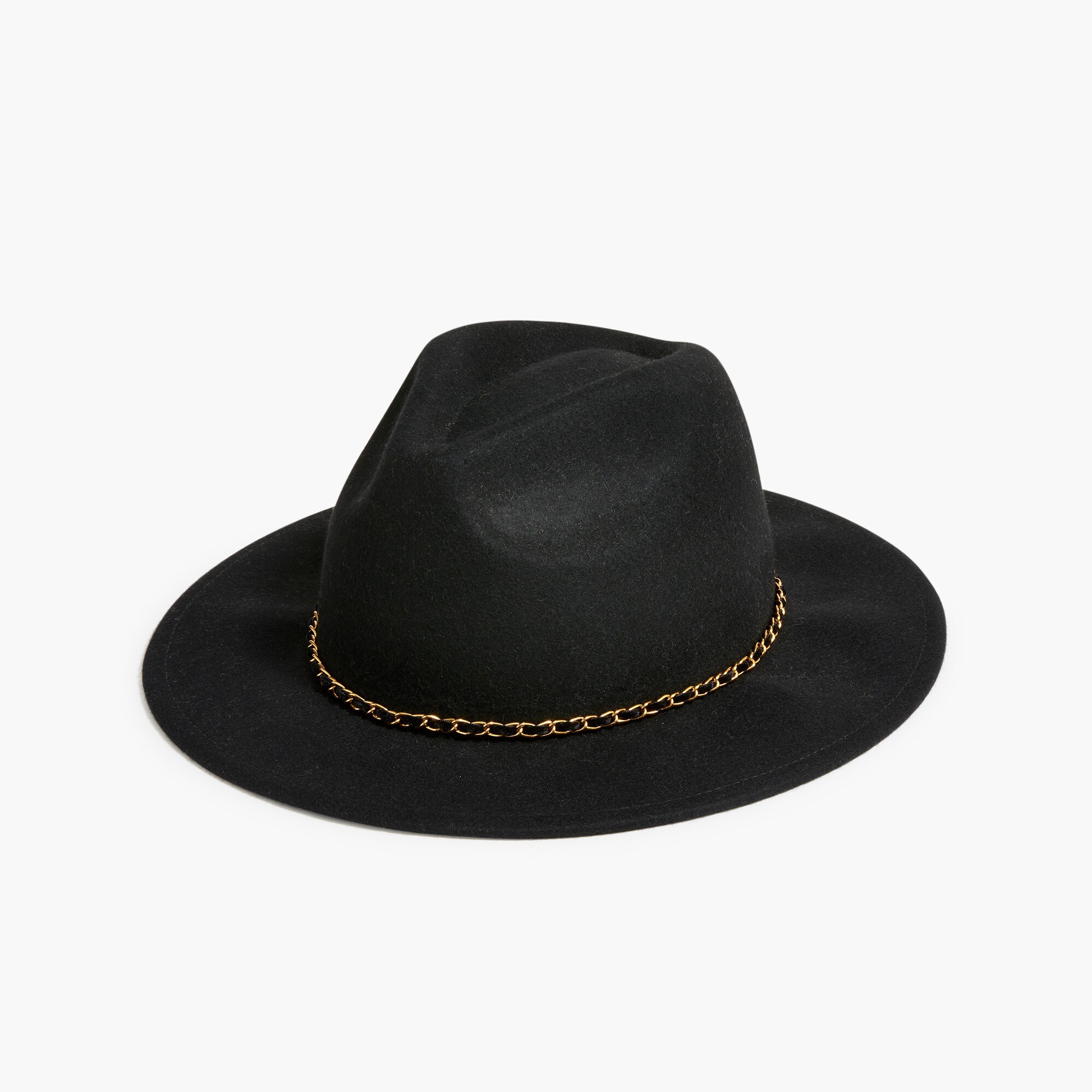 J Crew Factory Wool Fedora Hat with Gold Metal Chain Womens M/L Beige Natural UPF Women main image 2