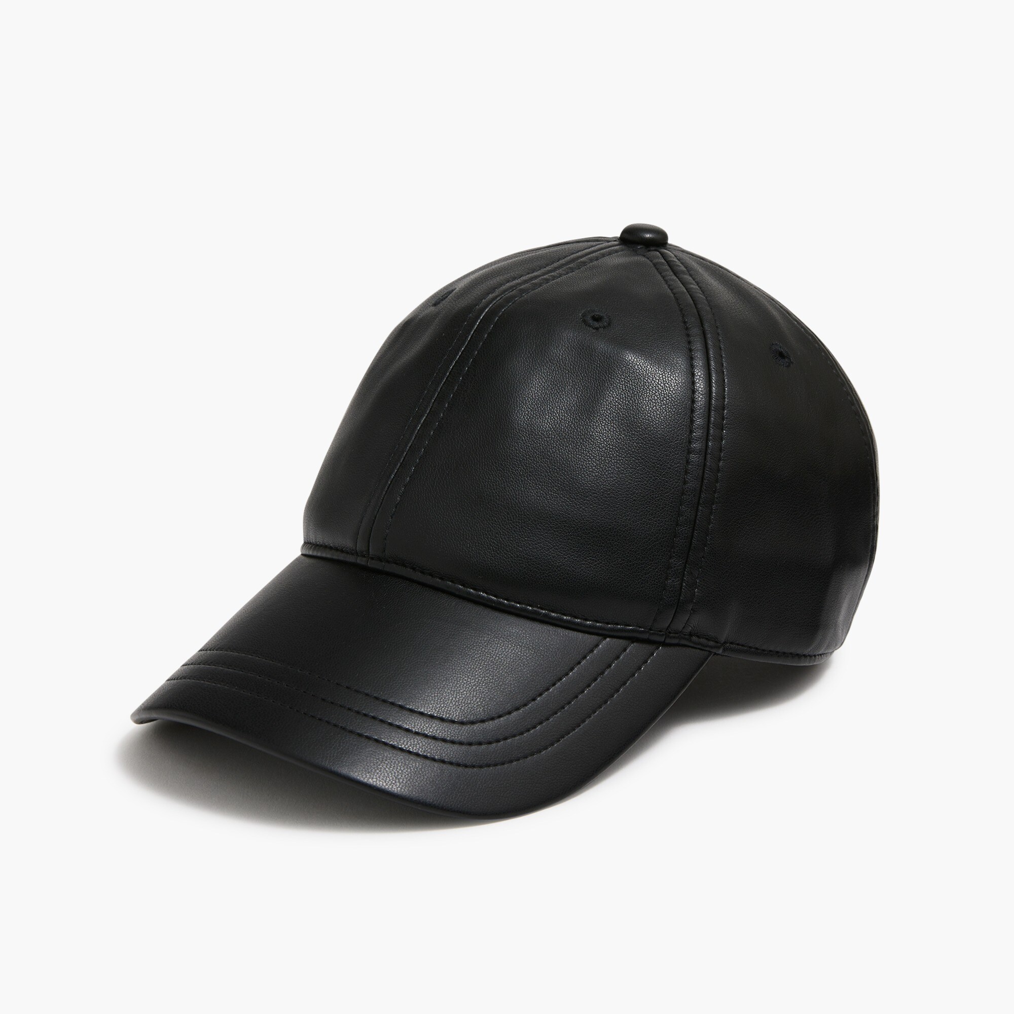 Faux-leather baseball hat