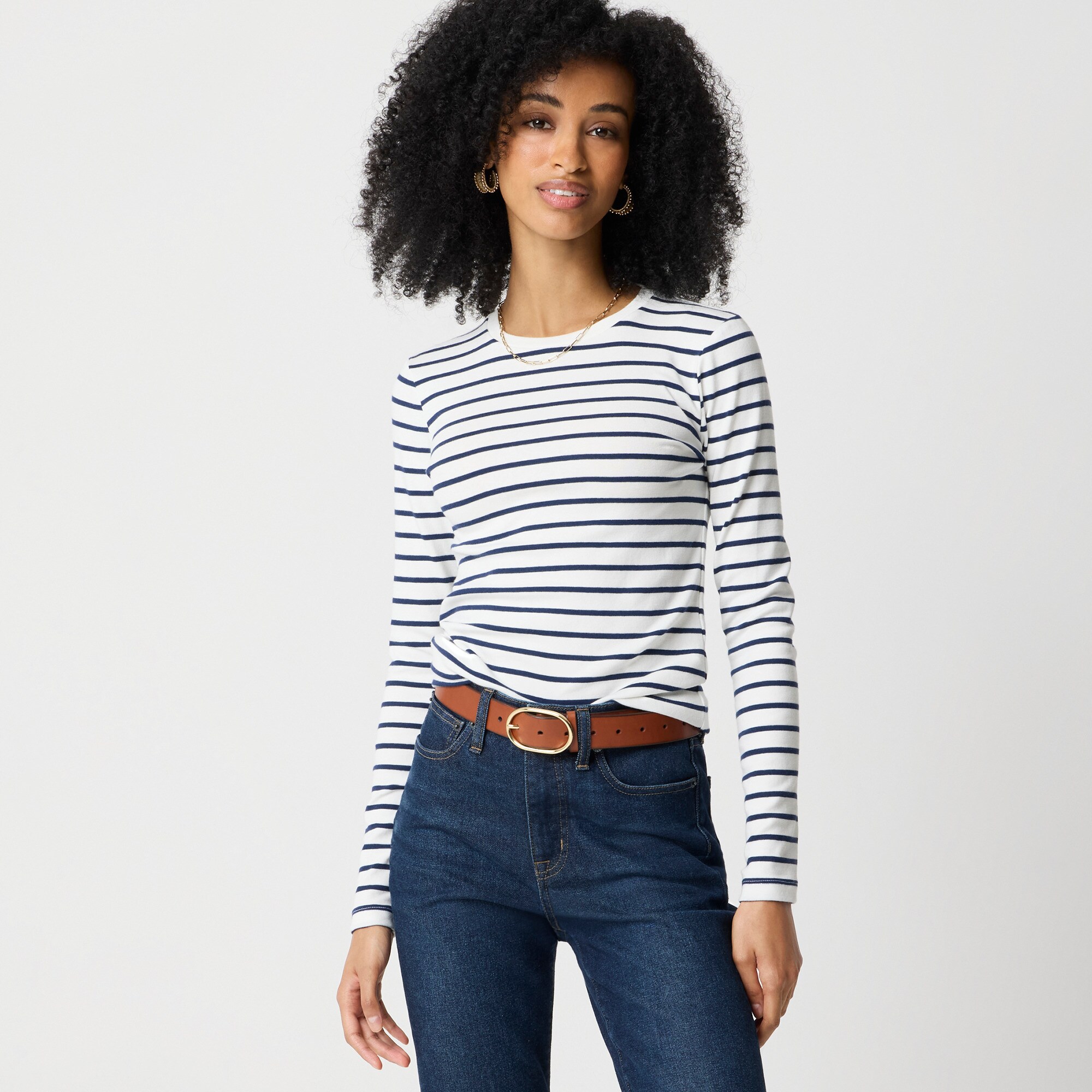 Long-sleeve striped everyday tee