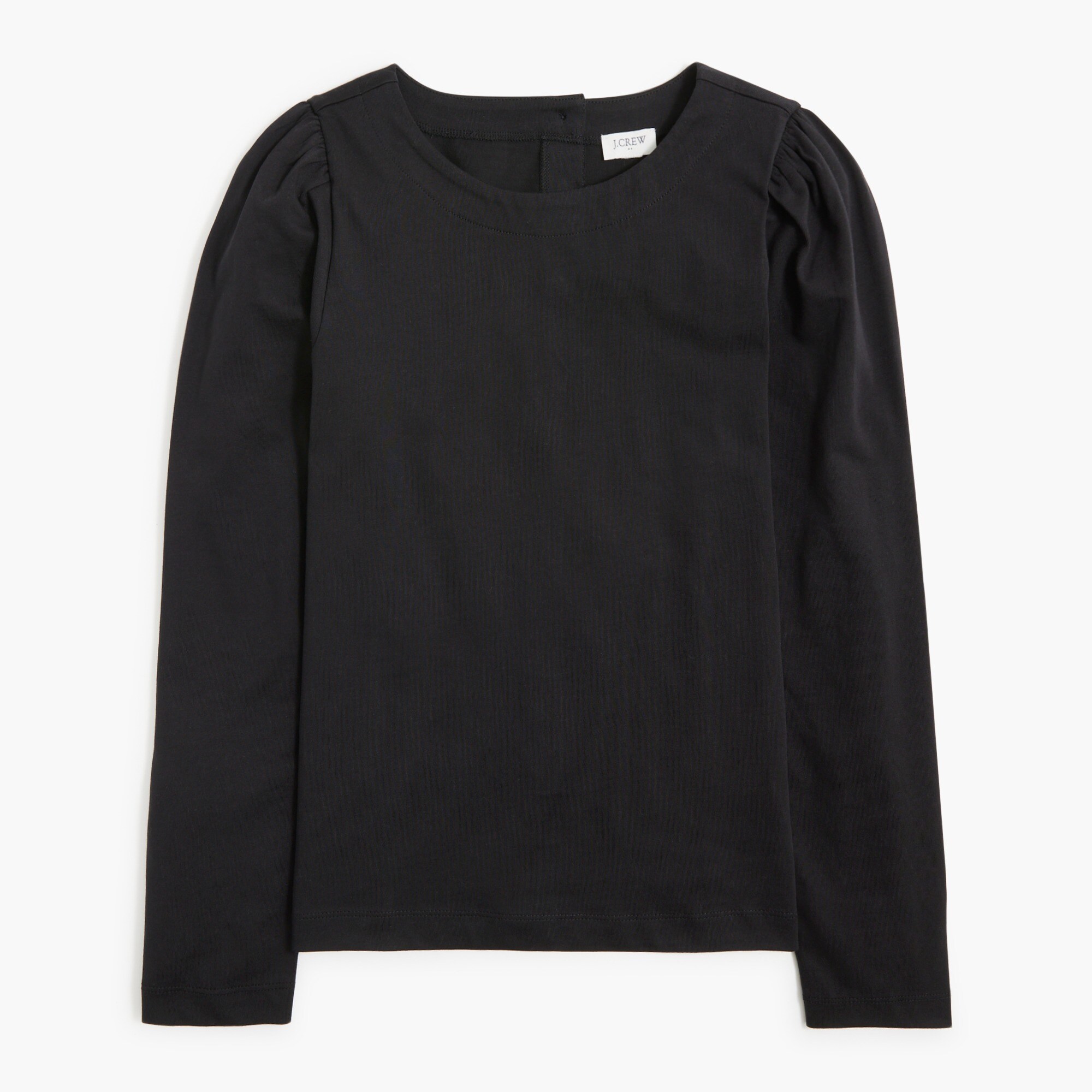 Puff-sleeve button-back top