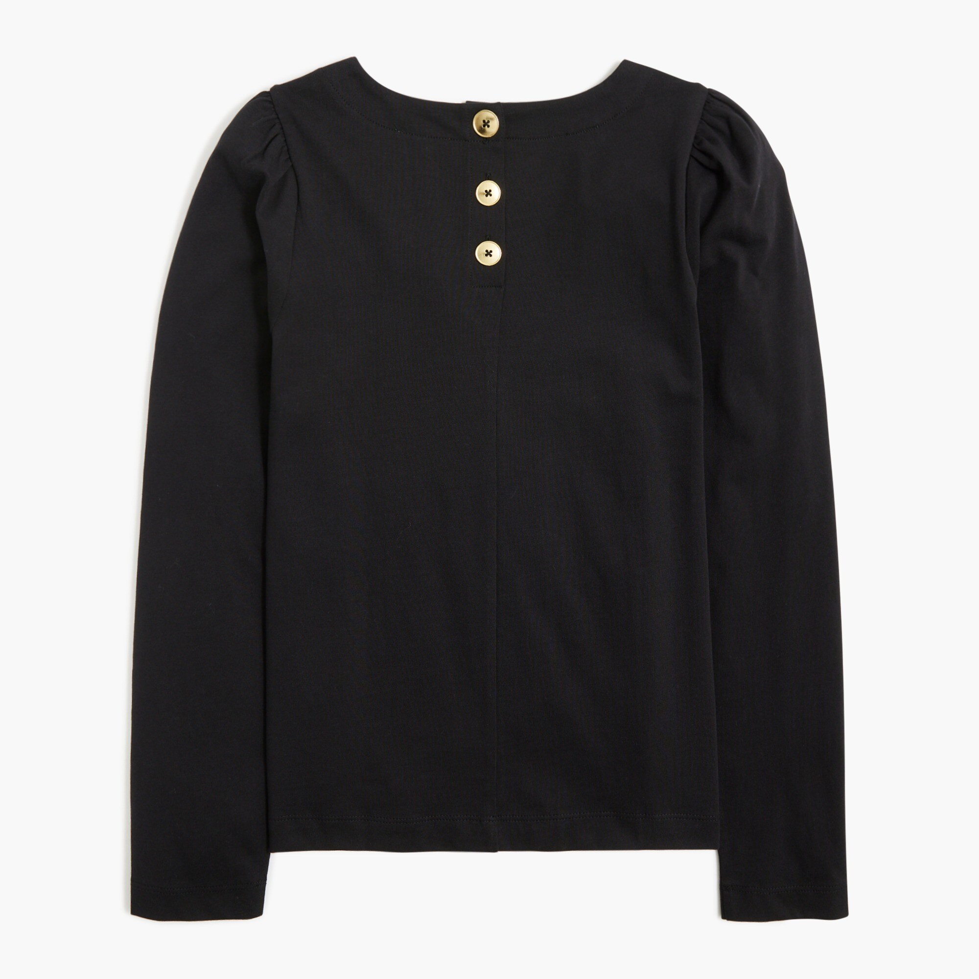 Puff-sleeve button-back top