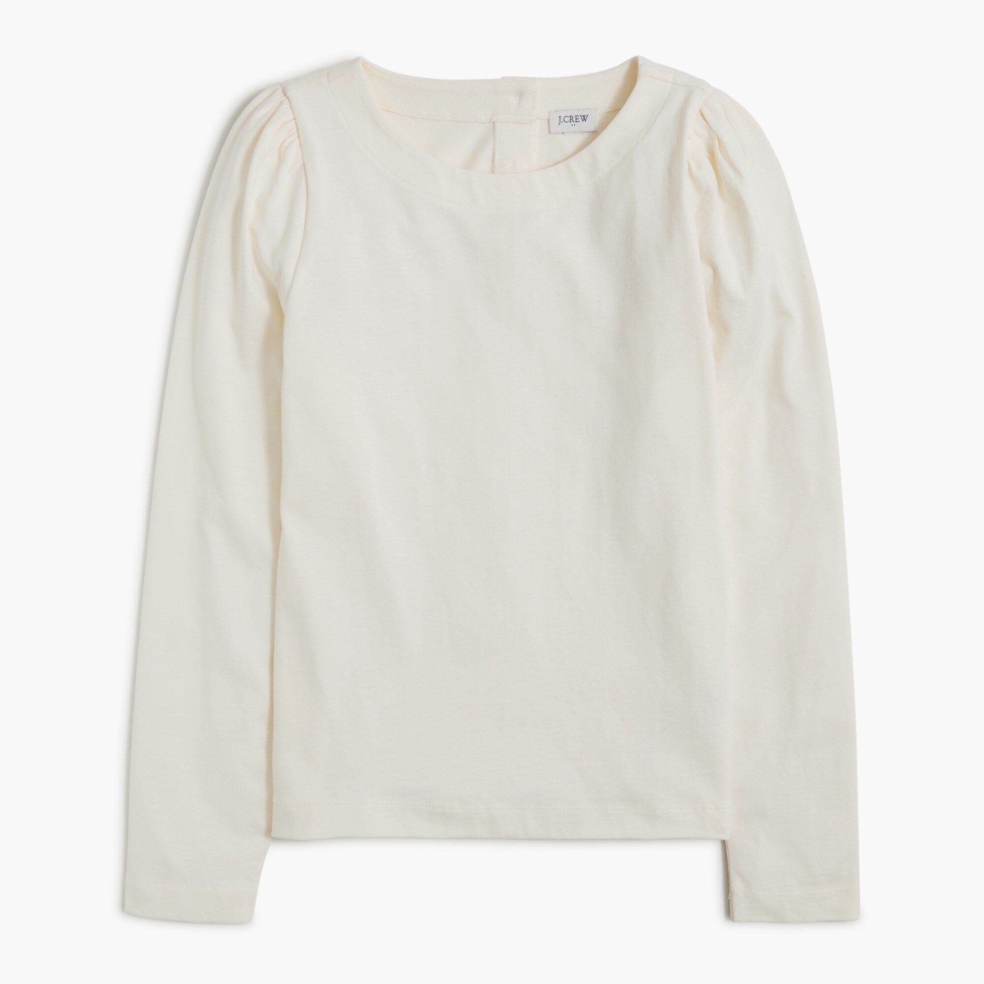 Puff-sleeve button-back top