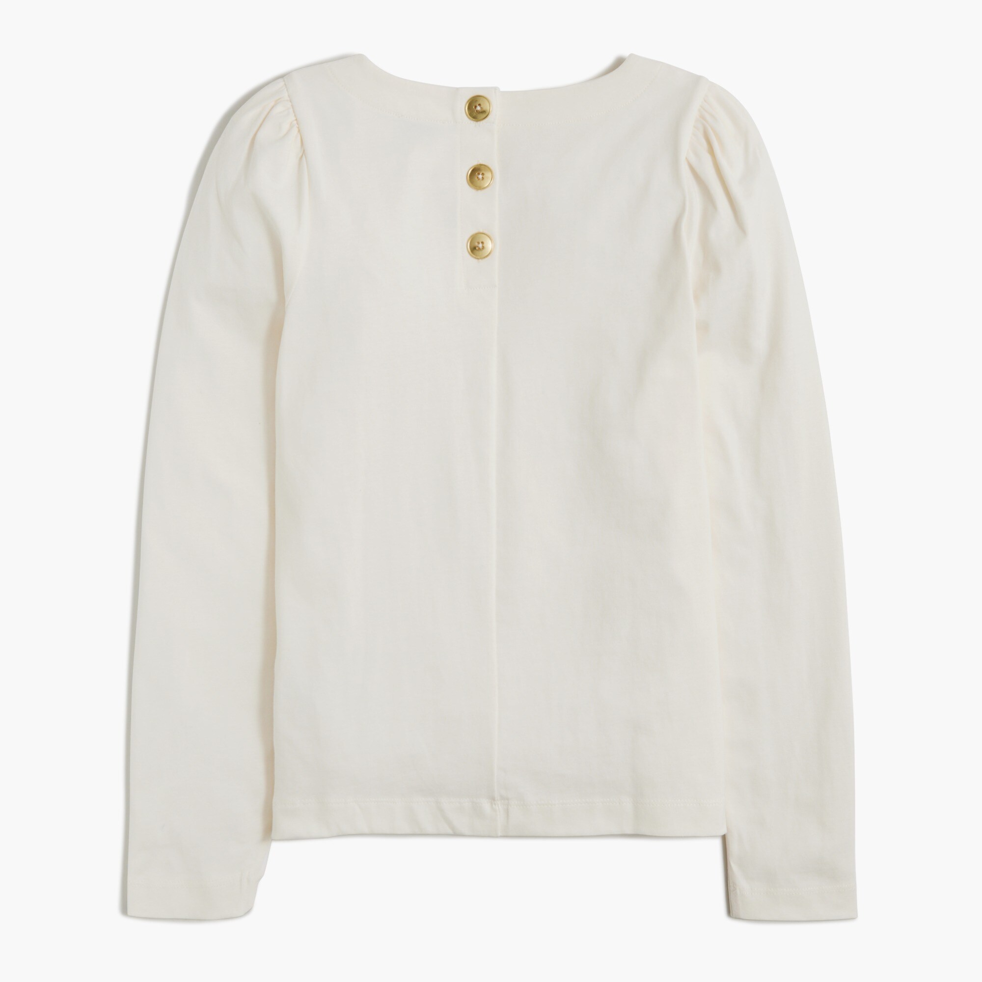 Puff-sleeve button-back top