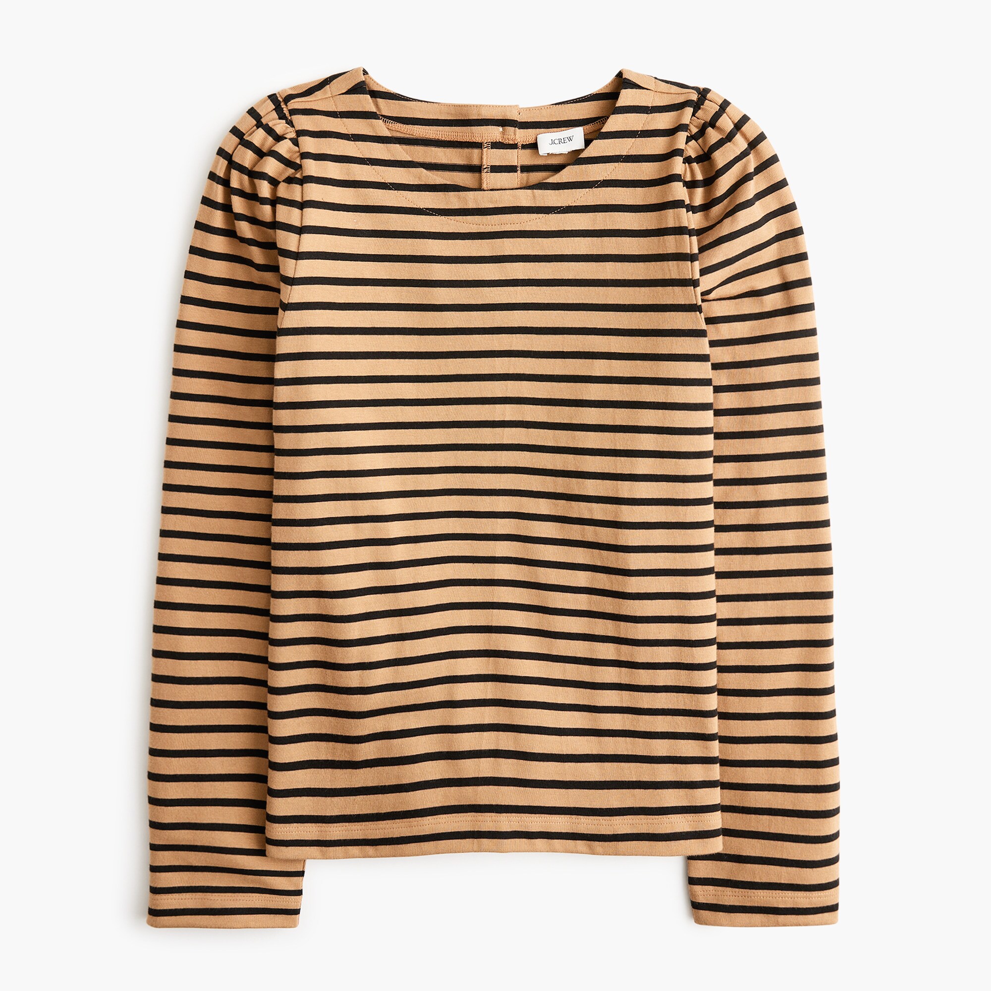 Puff-sleeve button-back top
