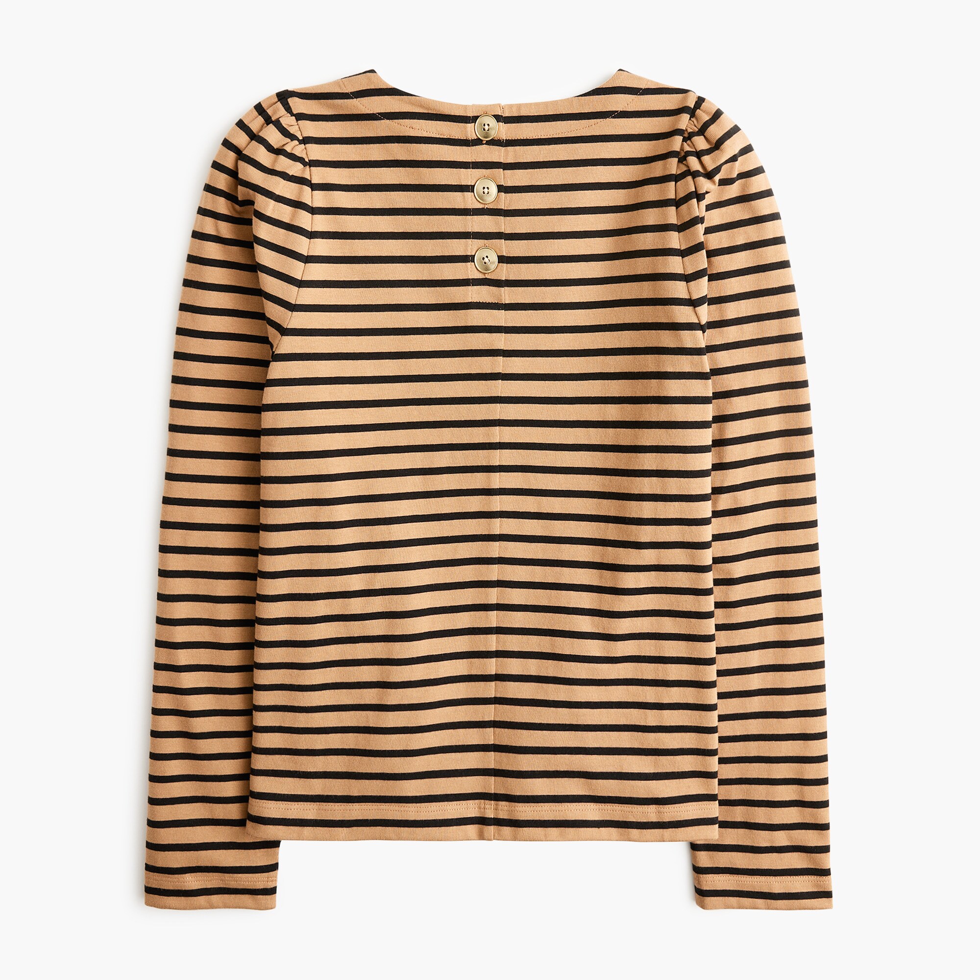 Puff-sleeve button-back top