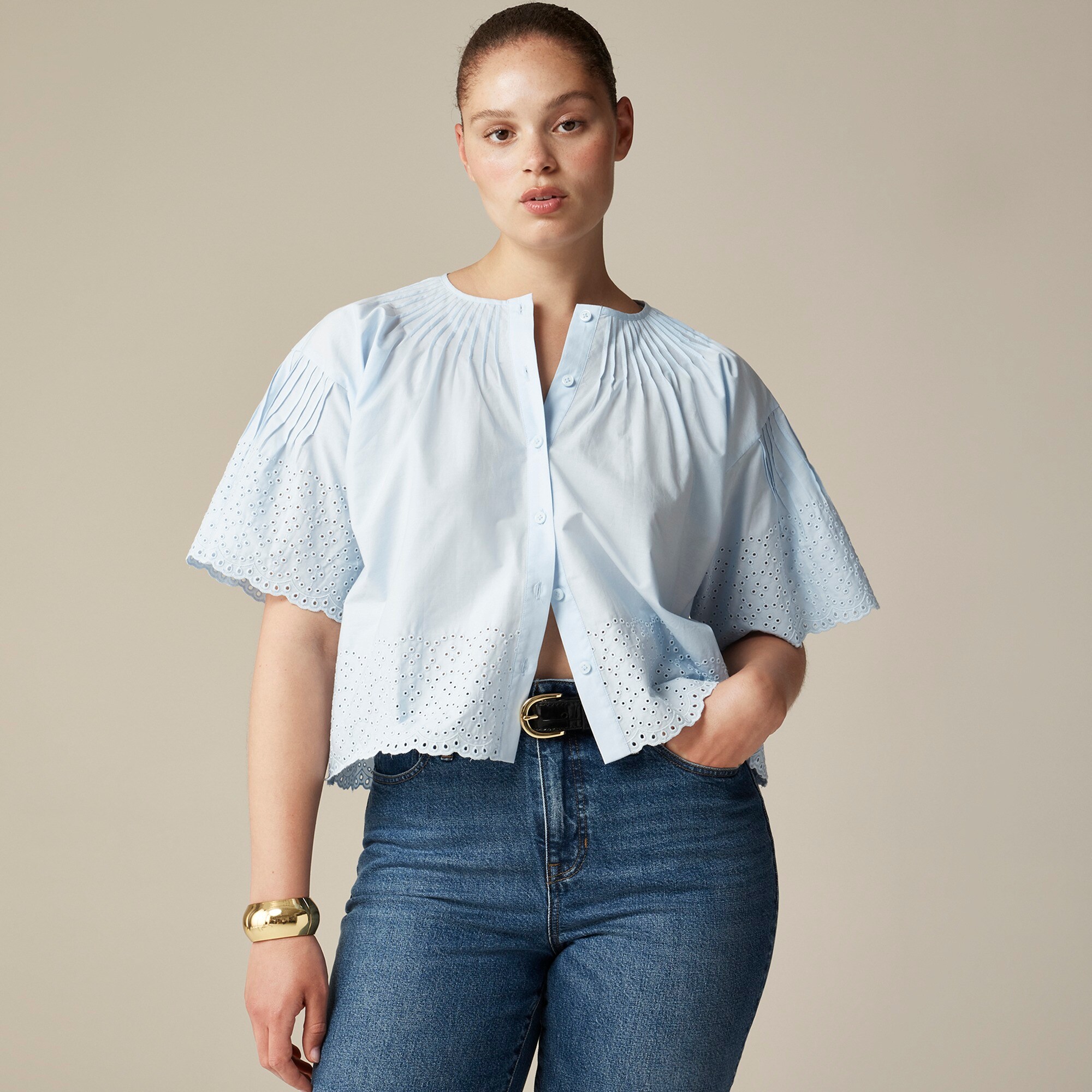 Jolie top in eyelet cotton poplin