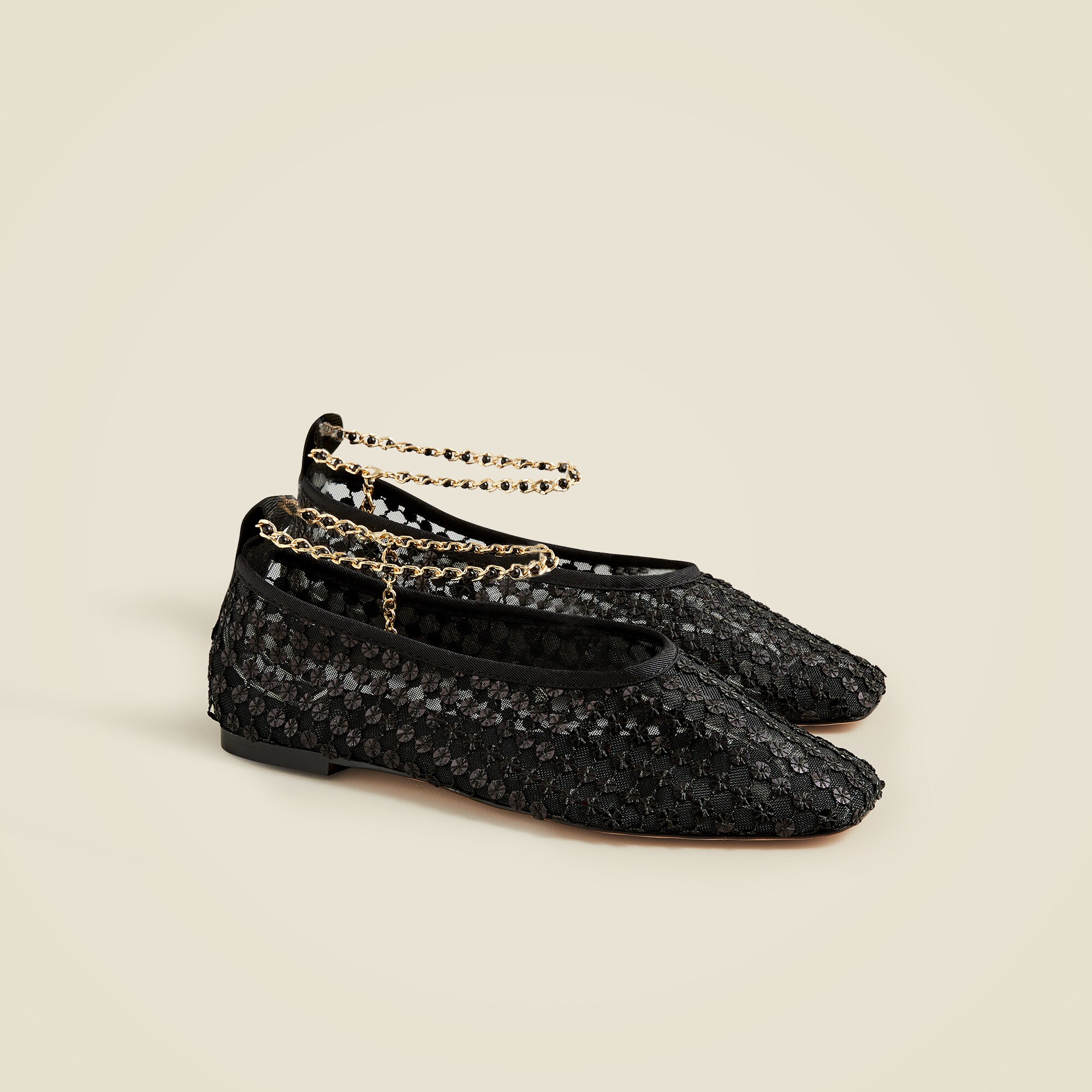 Quinn embellished removable ankle-strap ballet flats in mesh