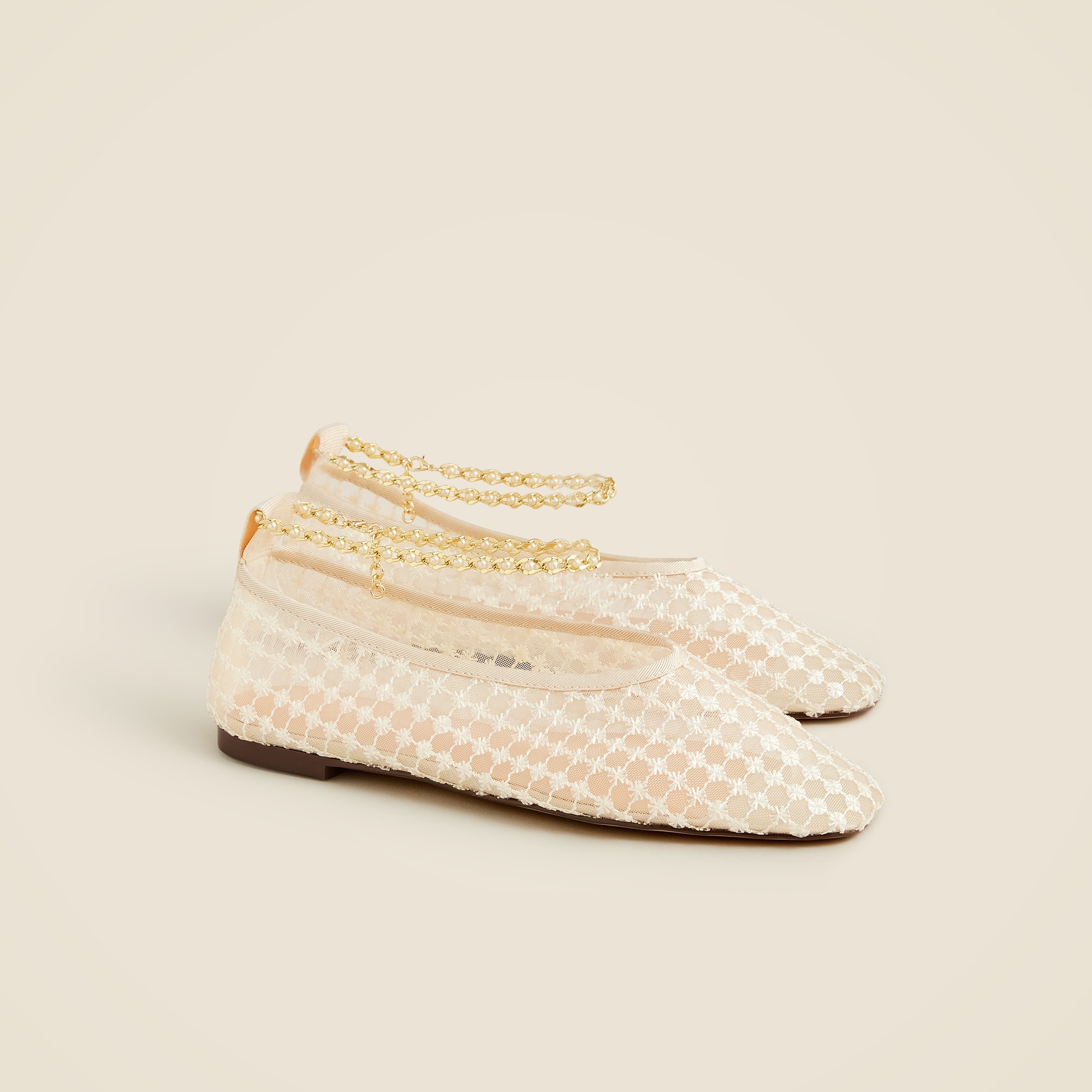 Quinn embellished removable ankle-strap ballet flats in mesh