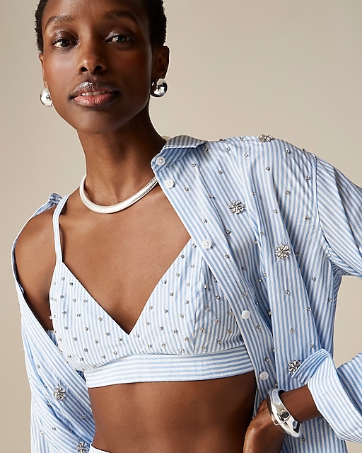  Pre-order Collection embellished bra top in stripe