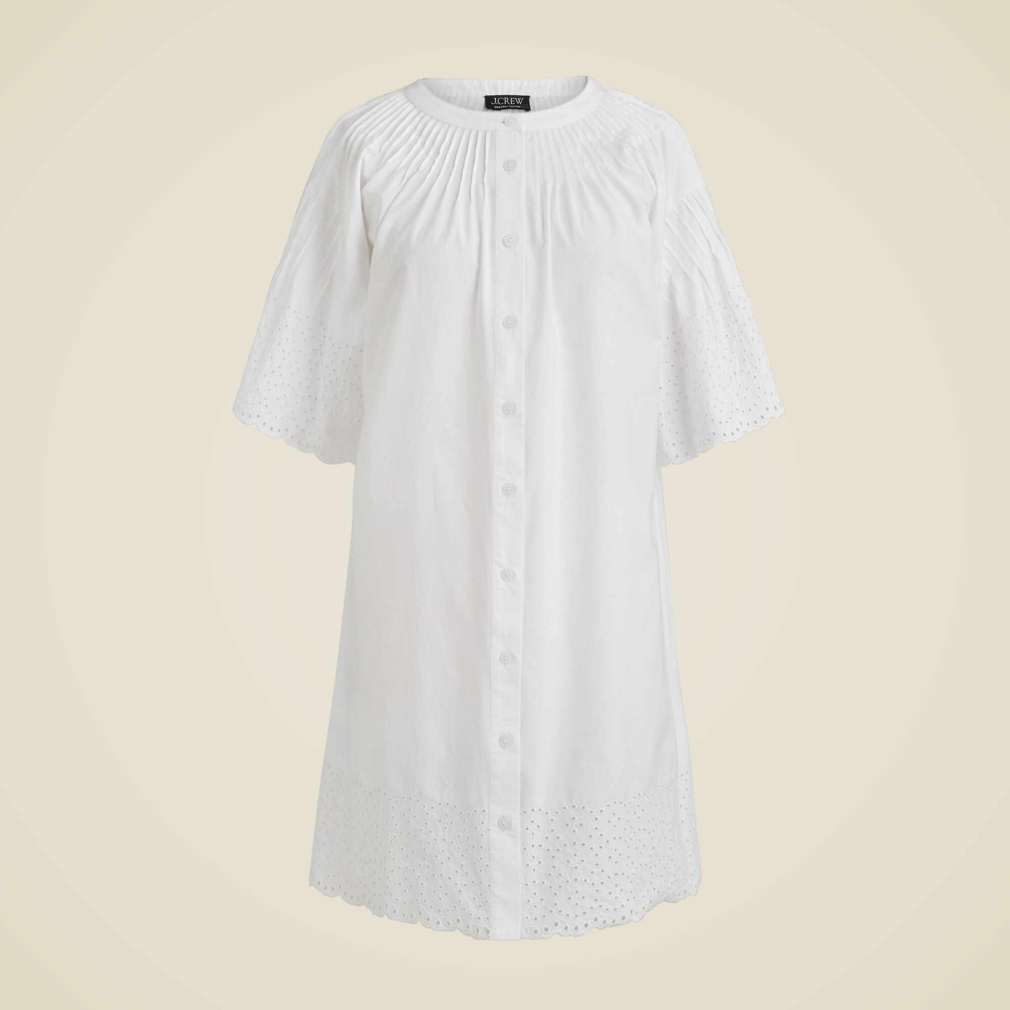 white christmas dresses Stretch Cotton Eyelet Lillian Midi Shirt Dress Navy