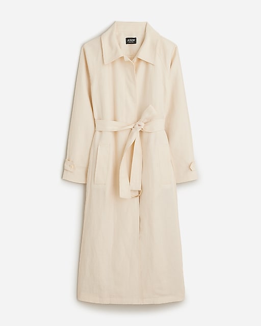 womens Lightweight trench coat in linen-cupro blend