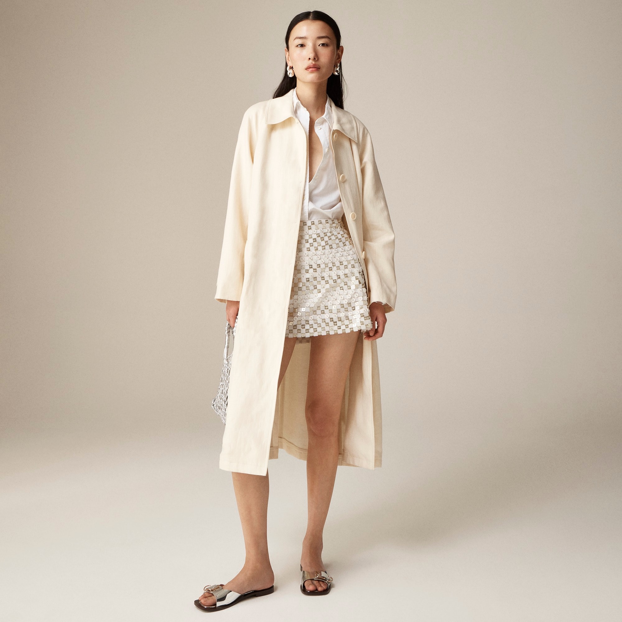 j.crew: collection lightweight trench coat in linen-cupro blend for women
