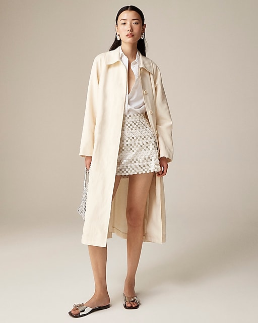 womens Lightweight trench coat in linen-cupro blend