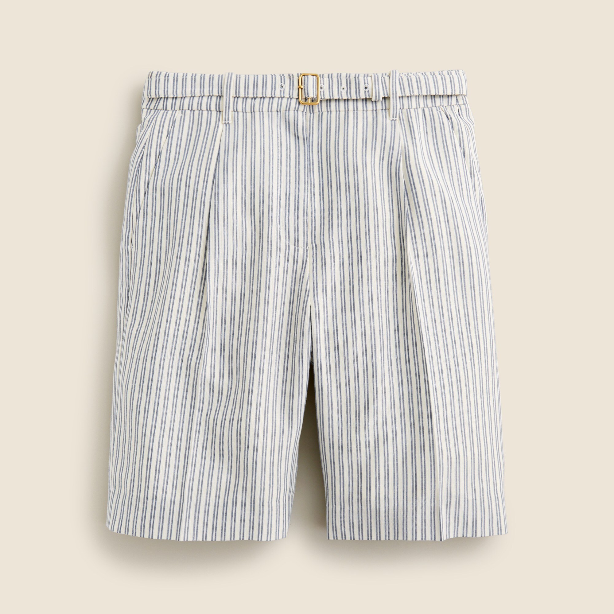 Pleated 9" trouser short in seersucker
