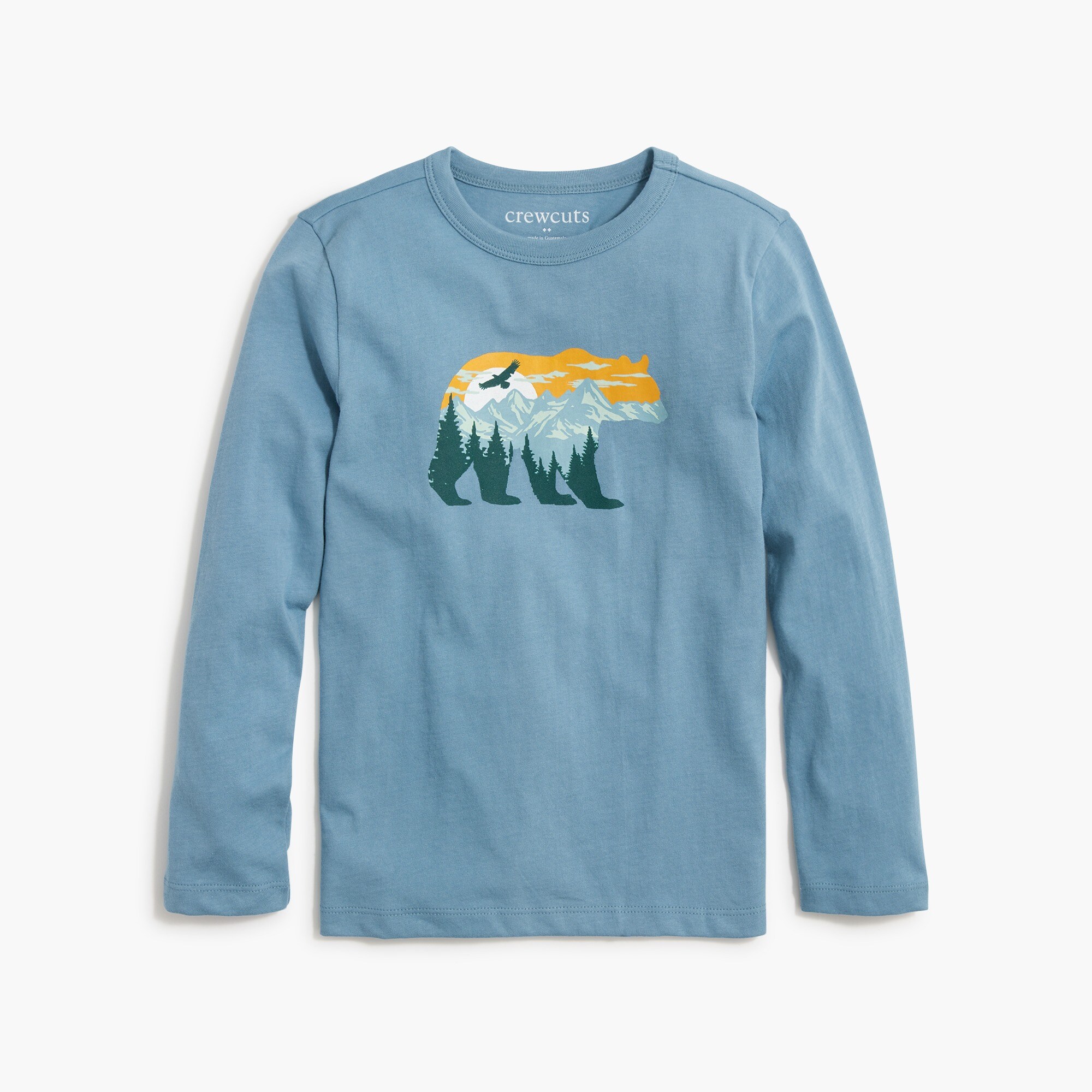 Boys' long-sleeve mountain bear graphic tee