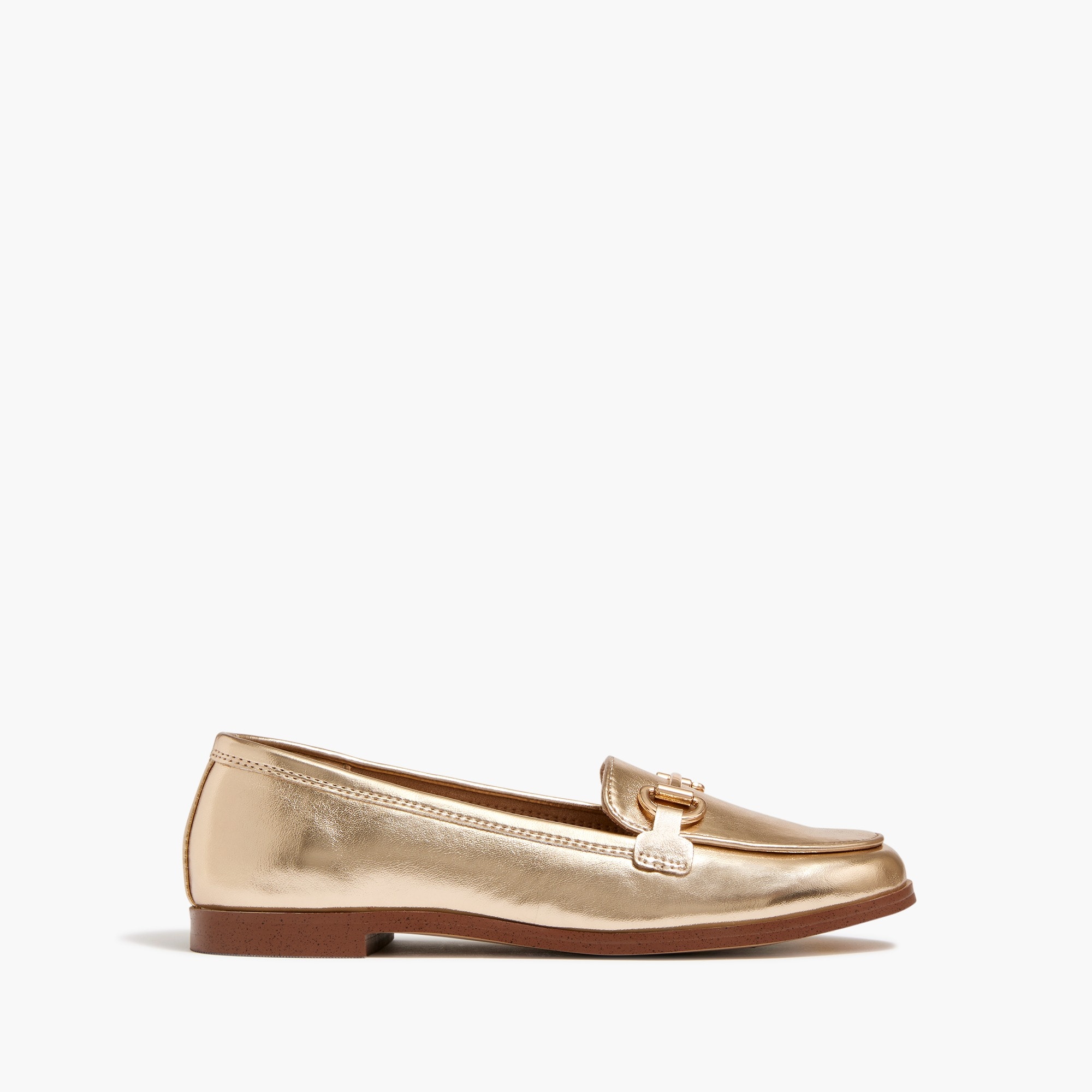 Girls' metallic bit loafers